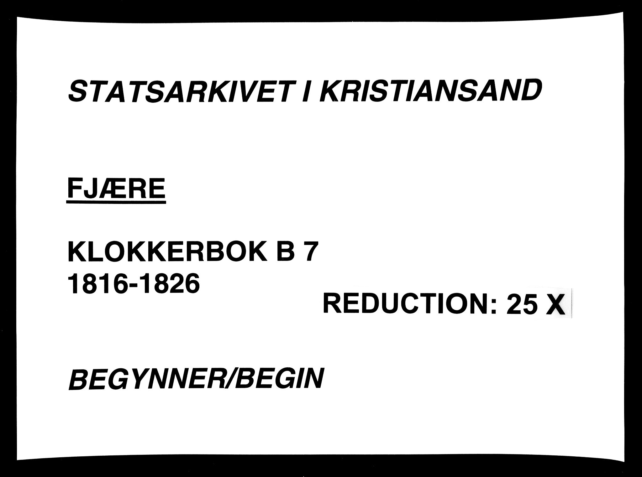 Fjære sokneprestkontor, AV/SAK-1111-0011/F/Fb/L0007: Parish register (copy) no. B 7, 1816-1826