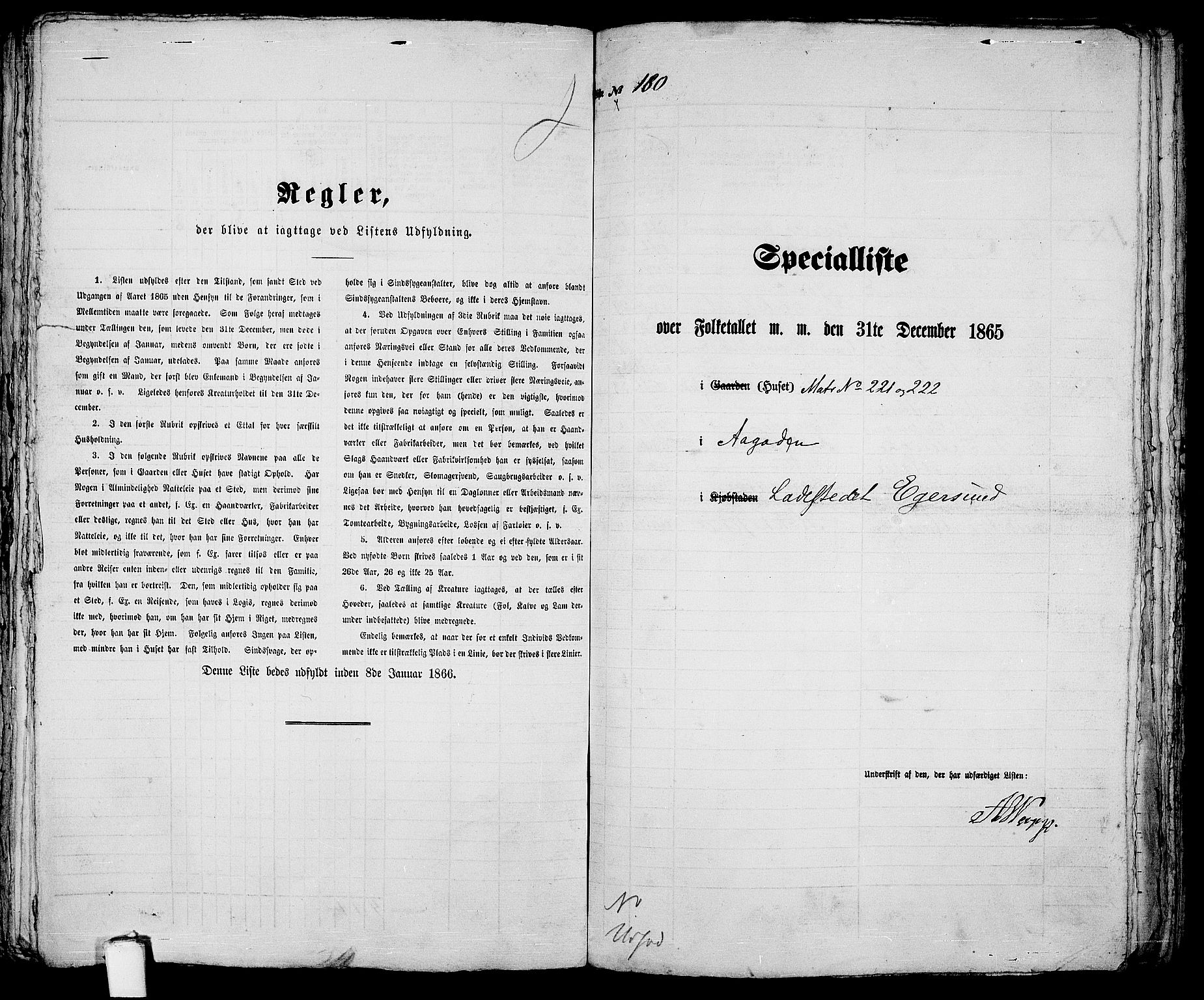 RA, 1865 census for Eigersund parish, Egersund town, 1865, p. 372