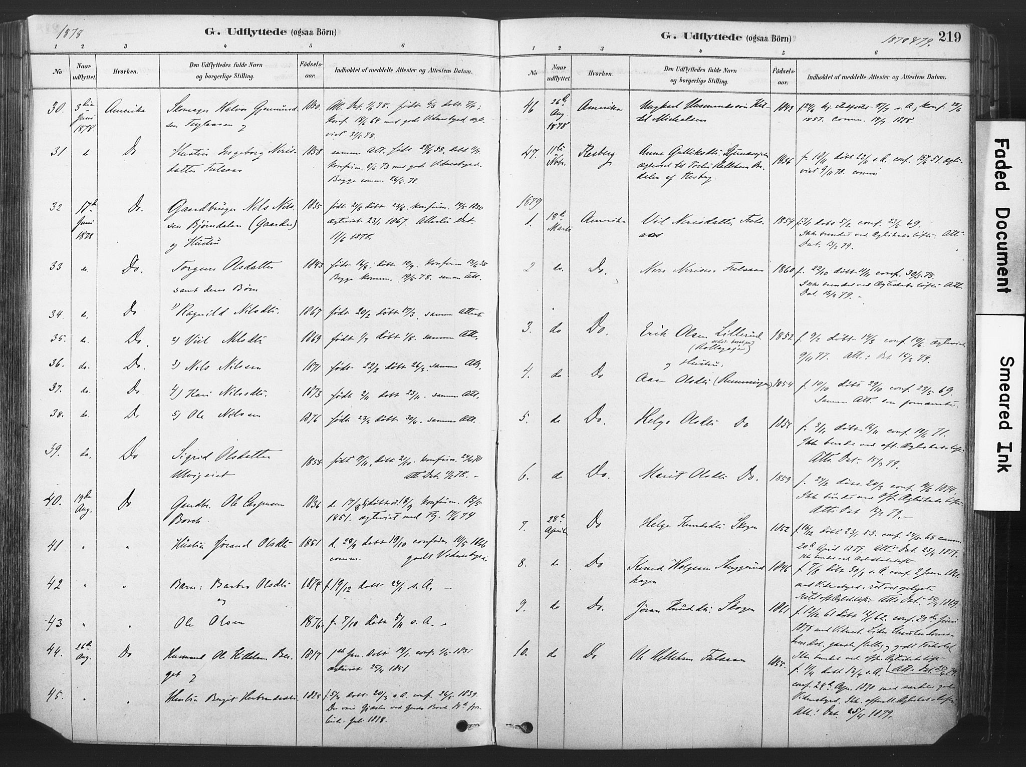 Rollag kirkebøker, SAKO/A-240/F/Fa/L0011: Parish register (official) no. I 11, 1878-1902, p. 219