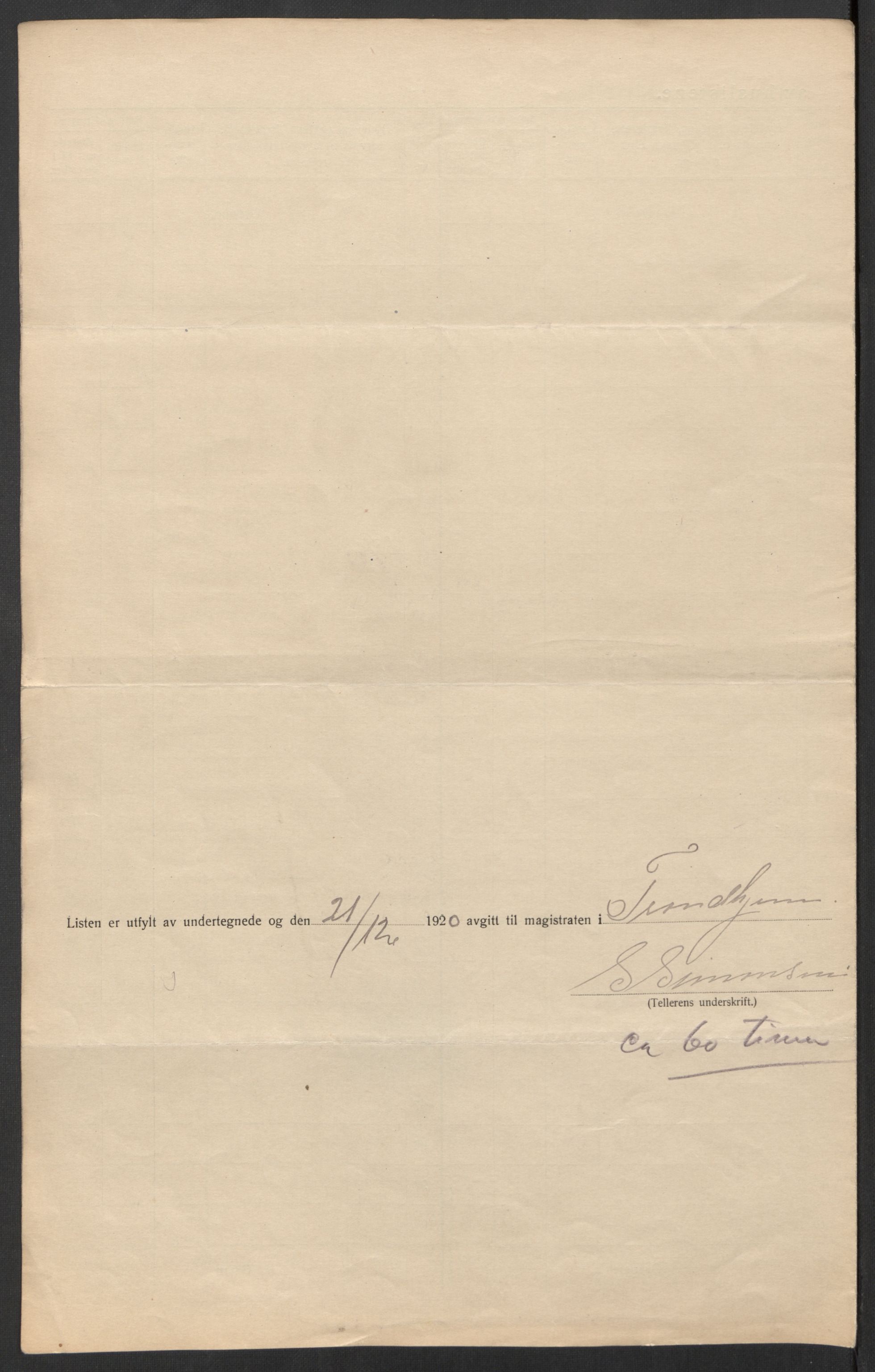 SAT, 1920 census for Trondheim, 1920, p. 226