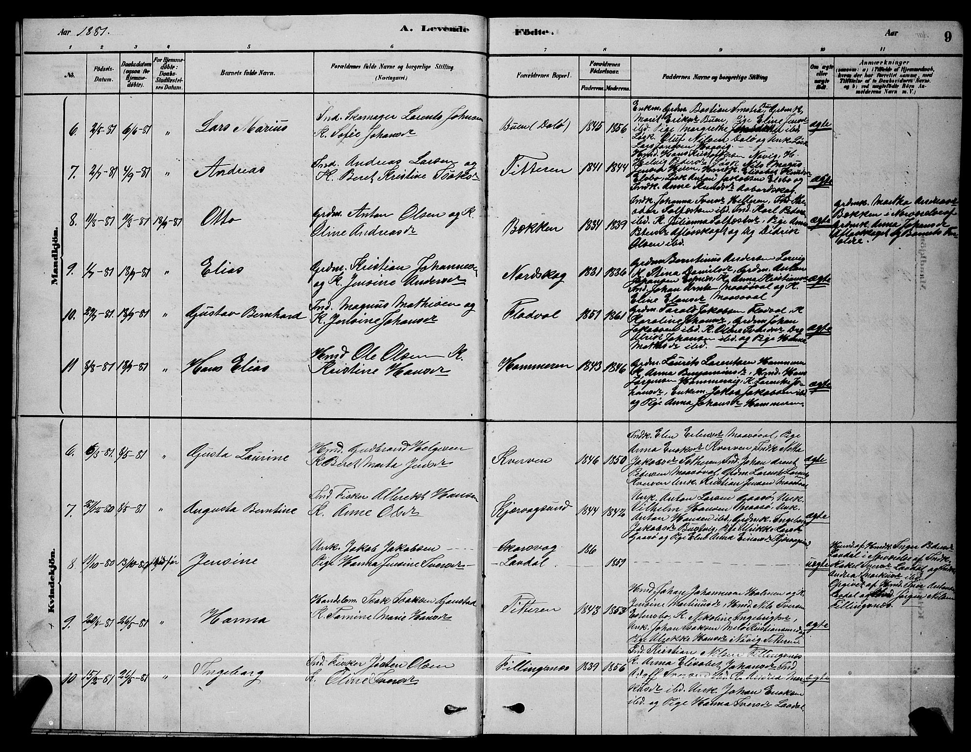 Ministerialprotokoller, klokkerbøker og fødselsregistre - Sør-Trøndelag, SAT/A-1456/641/L0597: Parish register (copy) no. 641C01, 1878-1893, p. 9