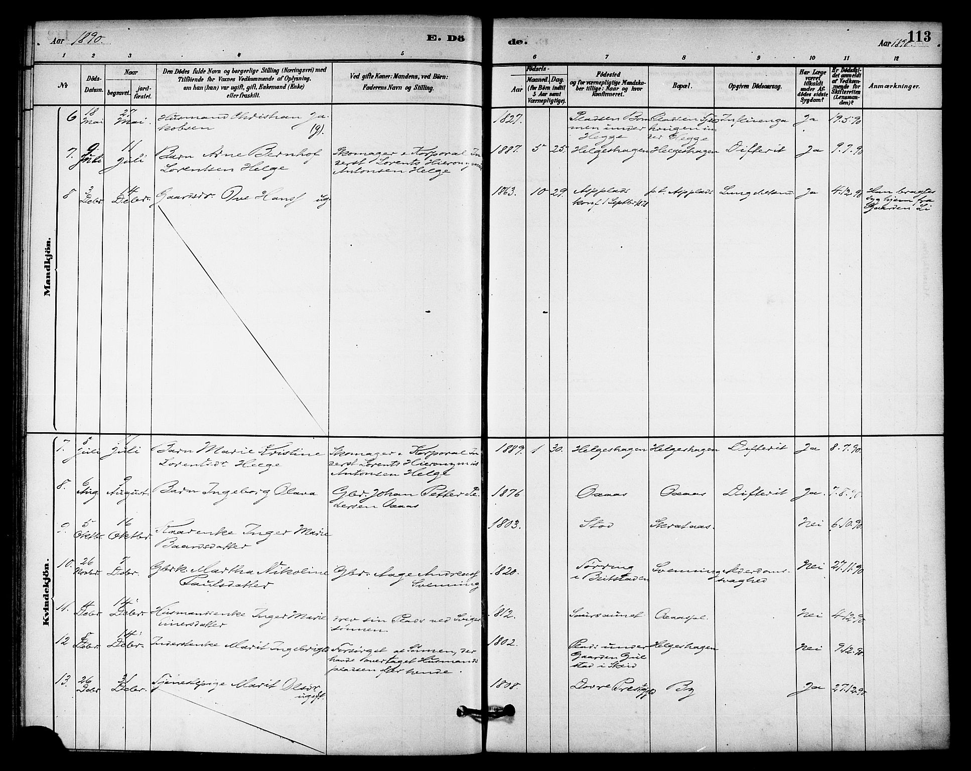 Ministerialprotokoller, klokkerbøker og fødselsregistre - Nord-Trøndelag, SAT/A-1458/740/L0378: Parish register (official) no. 740A01, 1881-1895, p. 113