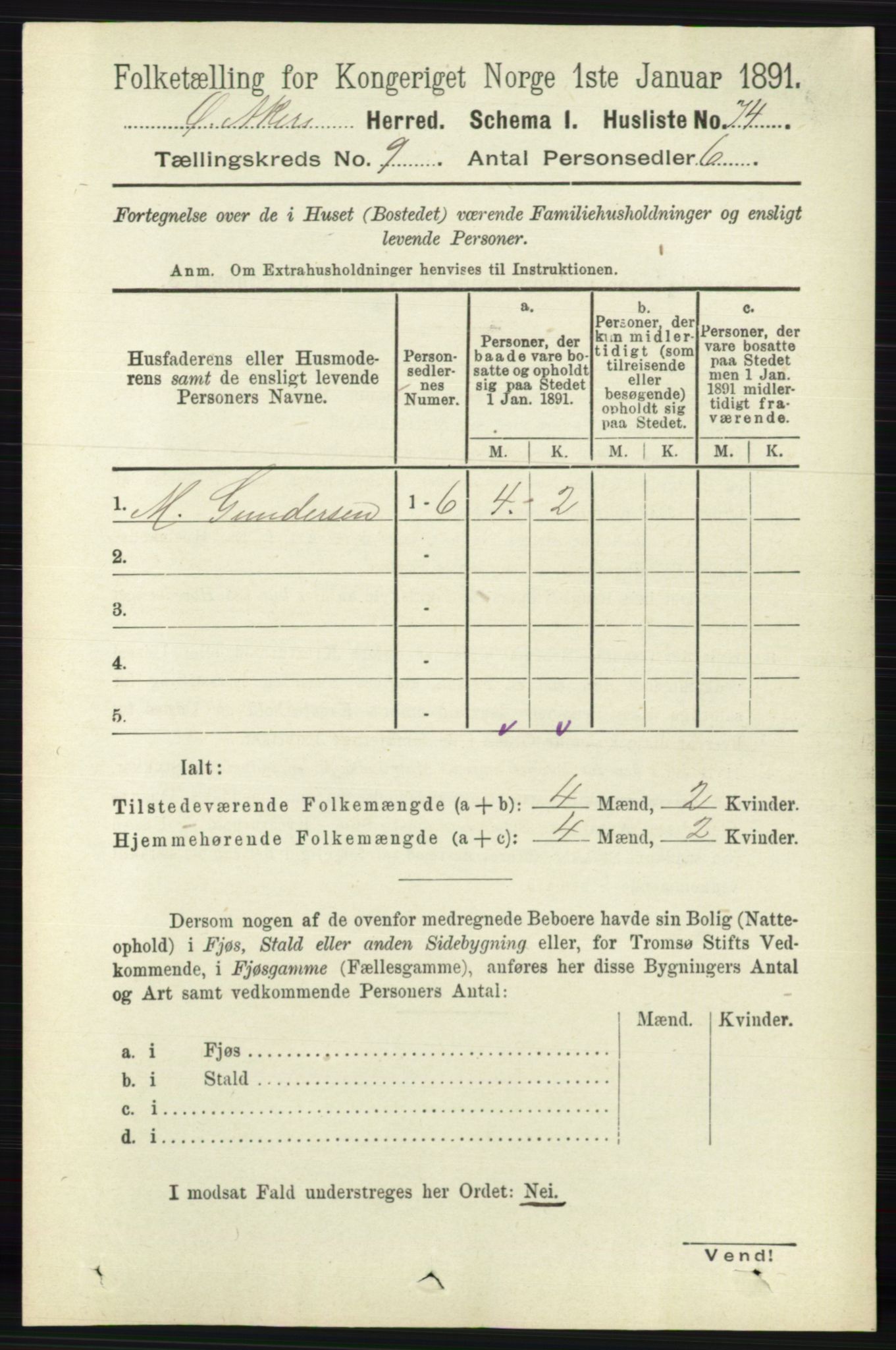 RA, 1891 census for 0218 Aker, 1891, p. 8360