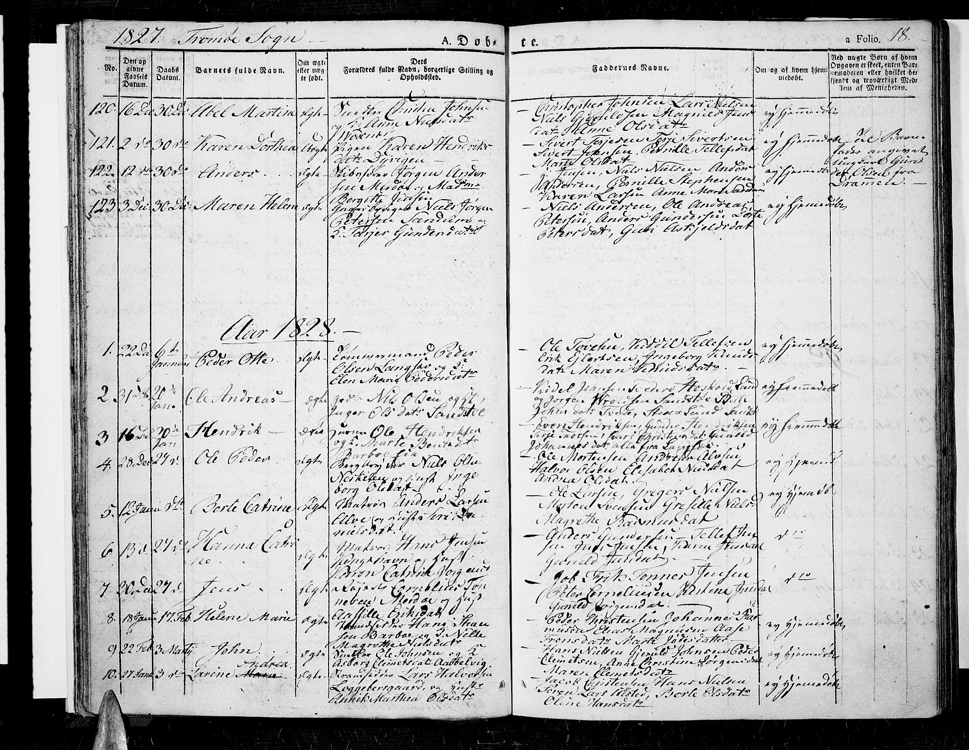 Tromøy sokneprestkontor, SAK/1111-0041/F/Fa/L0003: Parish register (official) no. A 3, 1825-1837, p. 18