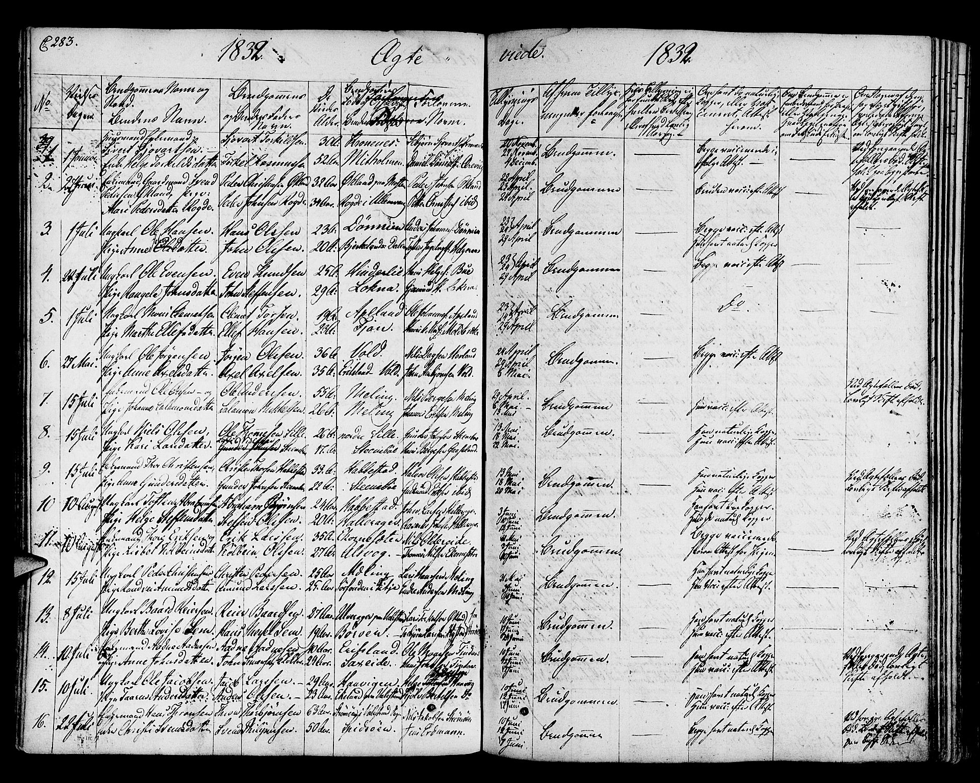Finnås sokneprestembete, SAB/A-99925/H/Ha/Haa/Haaa/L0005: Parish register (official) no. A 5, 1823-1835, p. 283