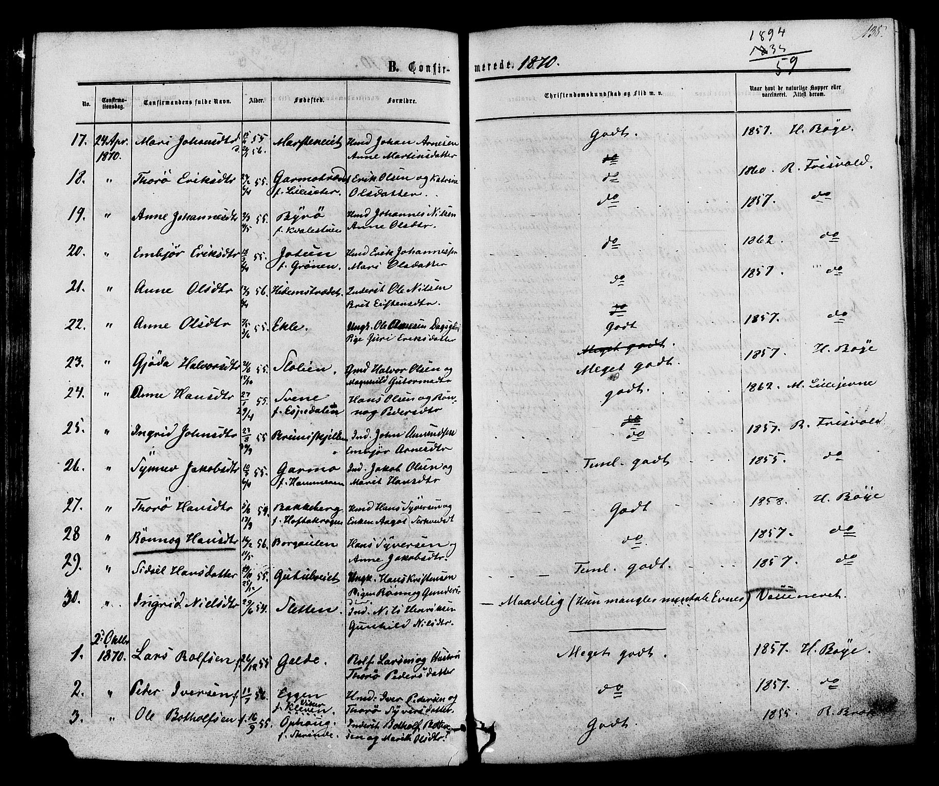 Lom prestekontor, SAH/PREST-070/K/L0007: Parish register (official) no. 7, 1863-1884, p. 138