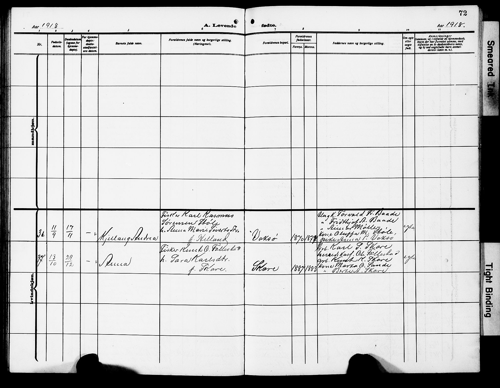 Ministerialprotokoller, klokkerbøker og fødselsregistre - Møre og Romsdal, AV/SAT-A-1454/503/L0050: Parish register (copy) no. 503C05, 1909-1922, p. 72