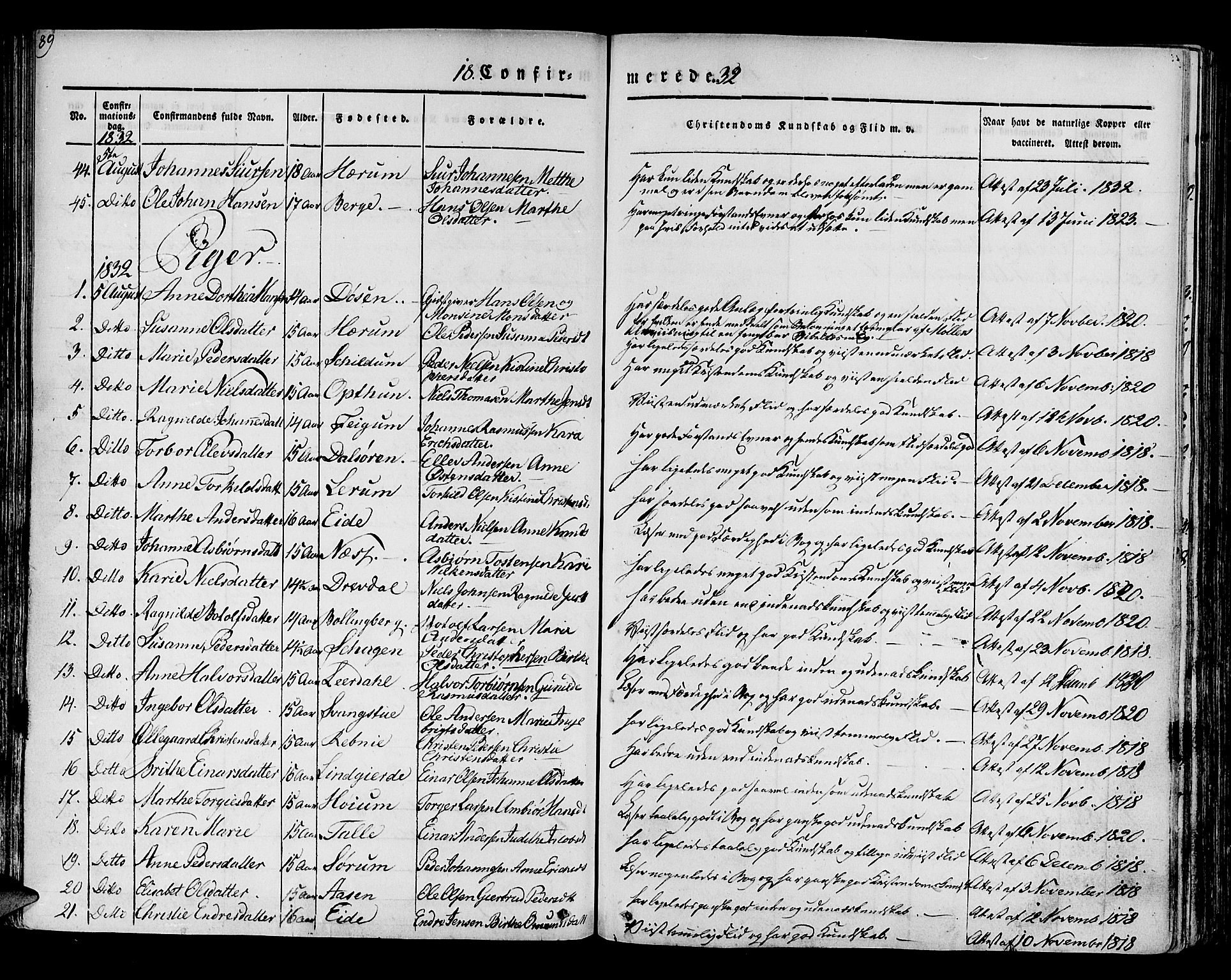 Luster sokneprestembete, SAB/A-81101/H/Haa/Haaa/L0005: Parish register (official) no. A 5, 1831-1841, p. 89