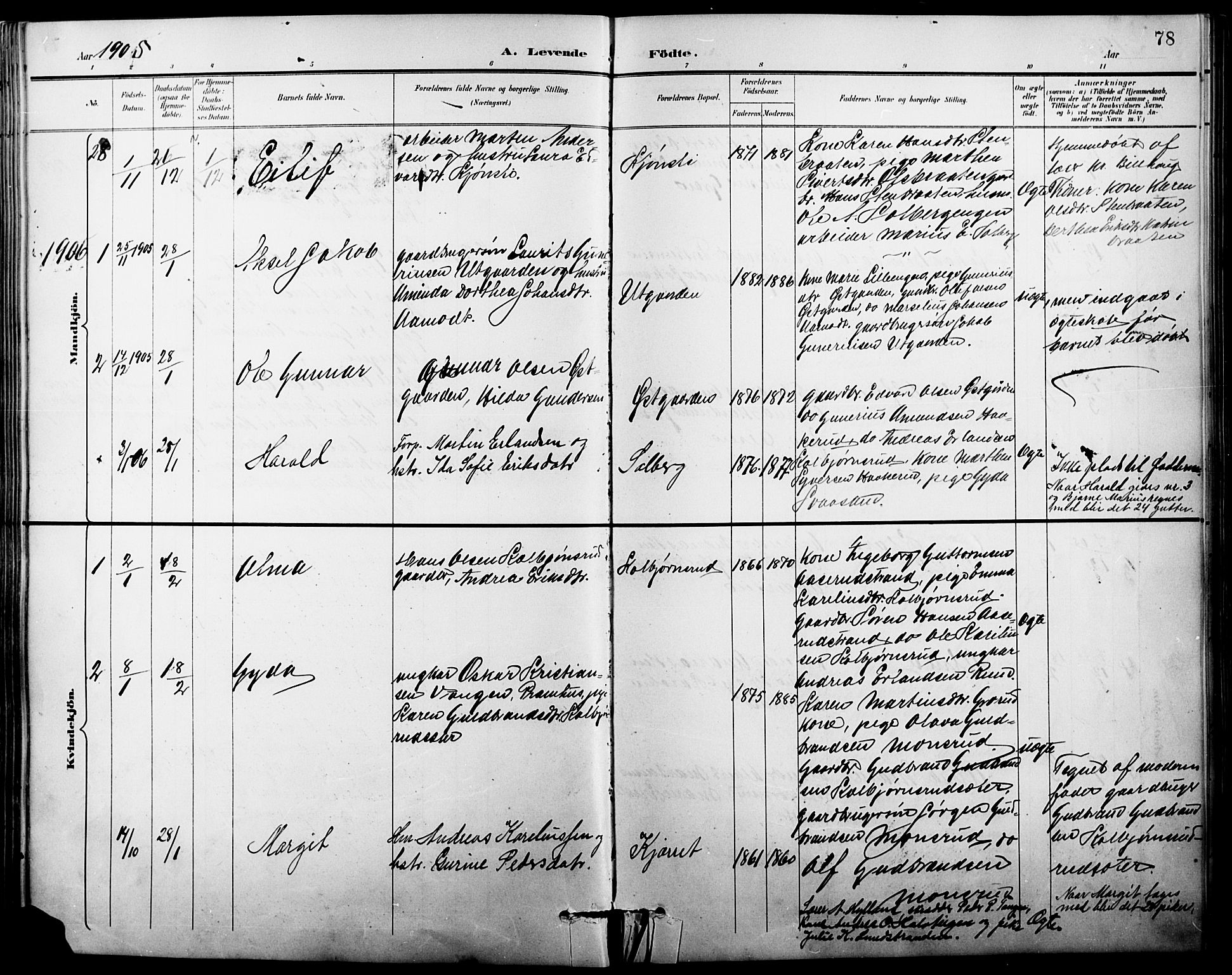 Vinger prestekontor, AV/SAH-PREST-024/H/Ha/Hab/L0004: Parish register (copy) no. 4, 1895-1920, p. 78