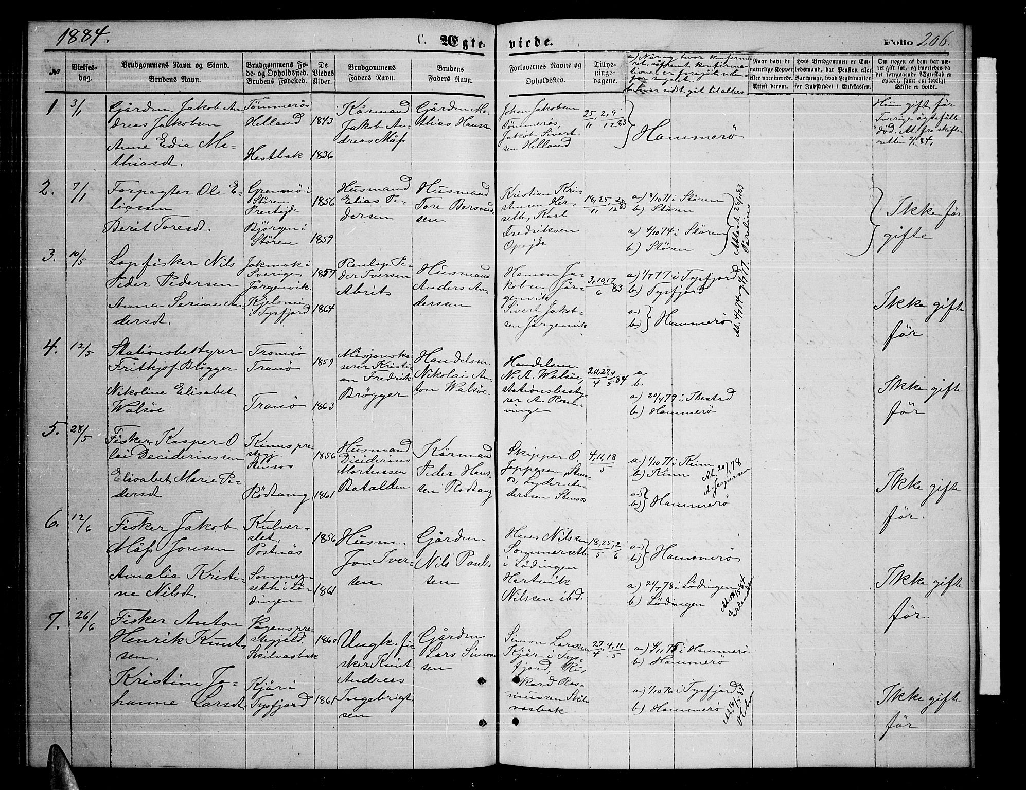 Ministerialprotokoller, klokkerbøker og fødselsregistre - Nordland, AV/SAT-A-1459/859/L0858: Parish register (copy) no. 859C04, 1873-1886, p. 206