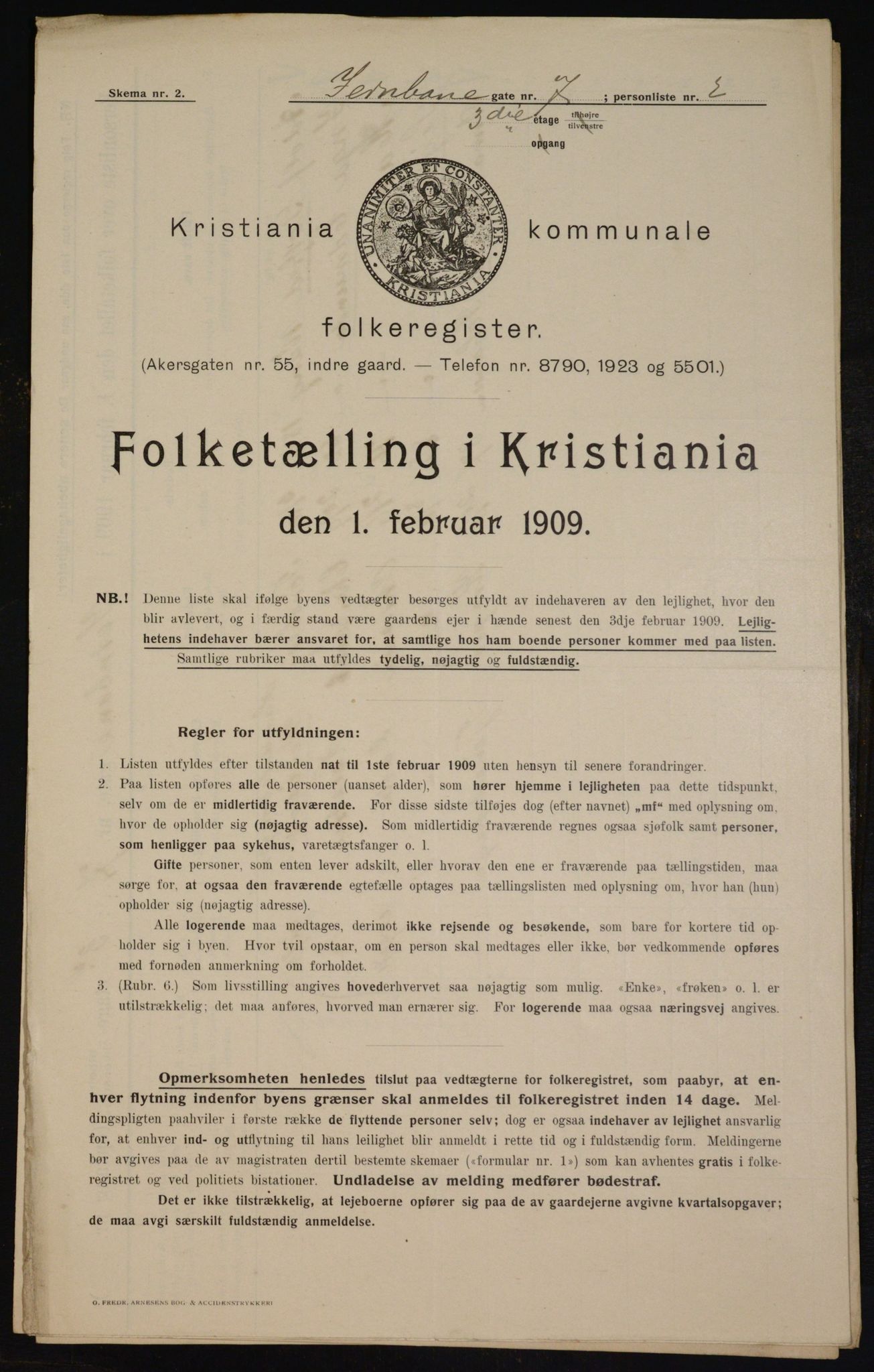 OBA, Municipal Census 1909 for Kristiania, 1909, p. 42726