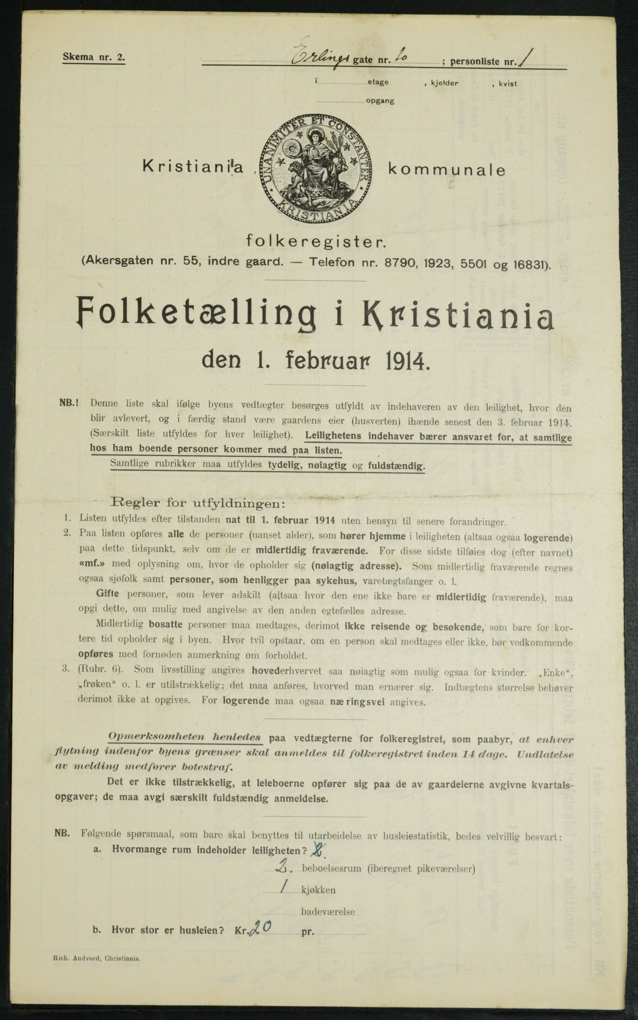 OBA, Municipal Census 1914 for Kristiania, 1914, p. 22169