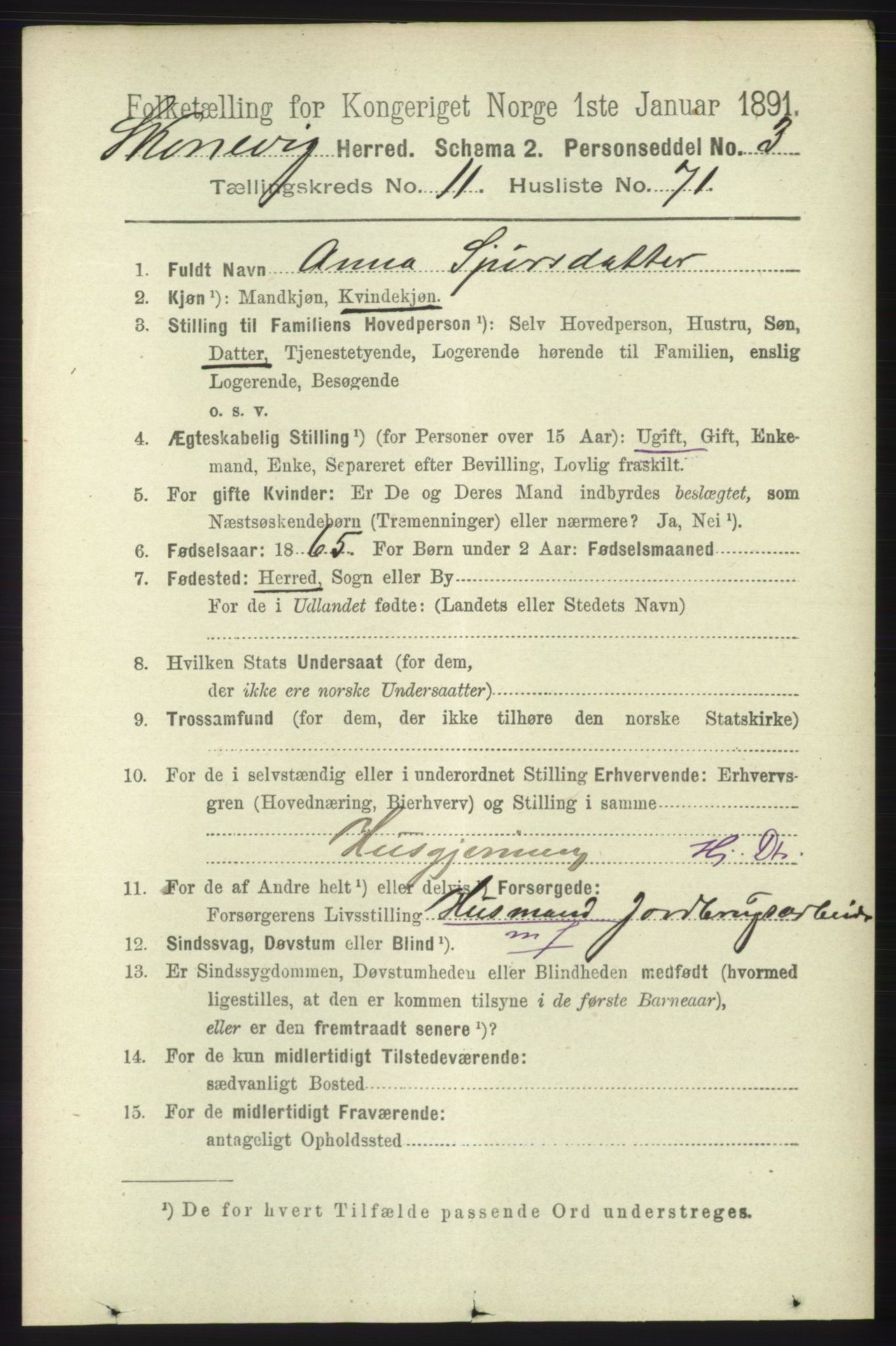 RA, 1891 census for 1212 Skånevik, 1891, p. 3701