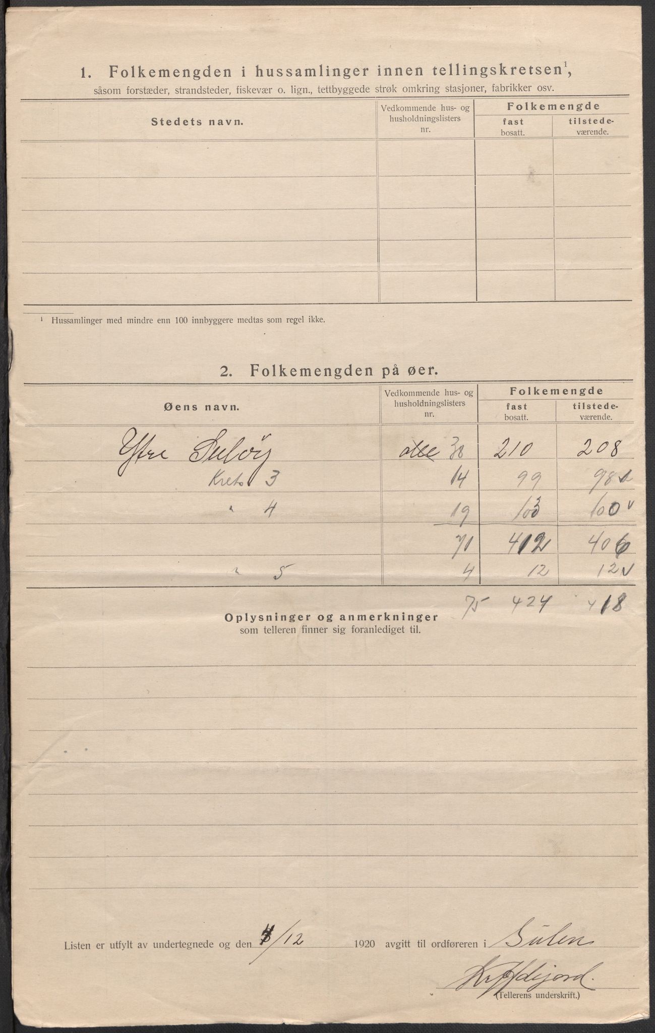 SAB, 1920 census for Solund, 1920, p. 10