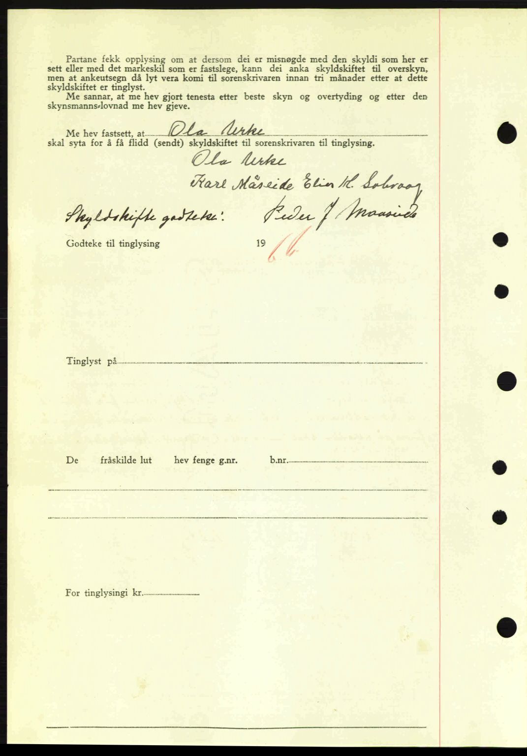 Nordre Sunnmøre sorenskriveri, SAT/A-0006/1/2/2C/2Ca: Mortgage book no. A11, 1941-1941, Diary no: : 845/1941