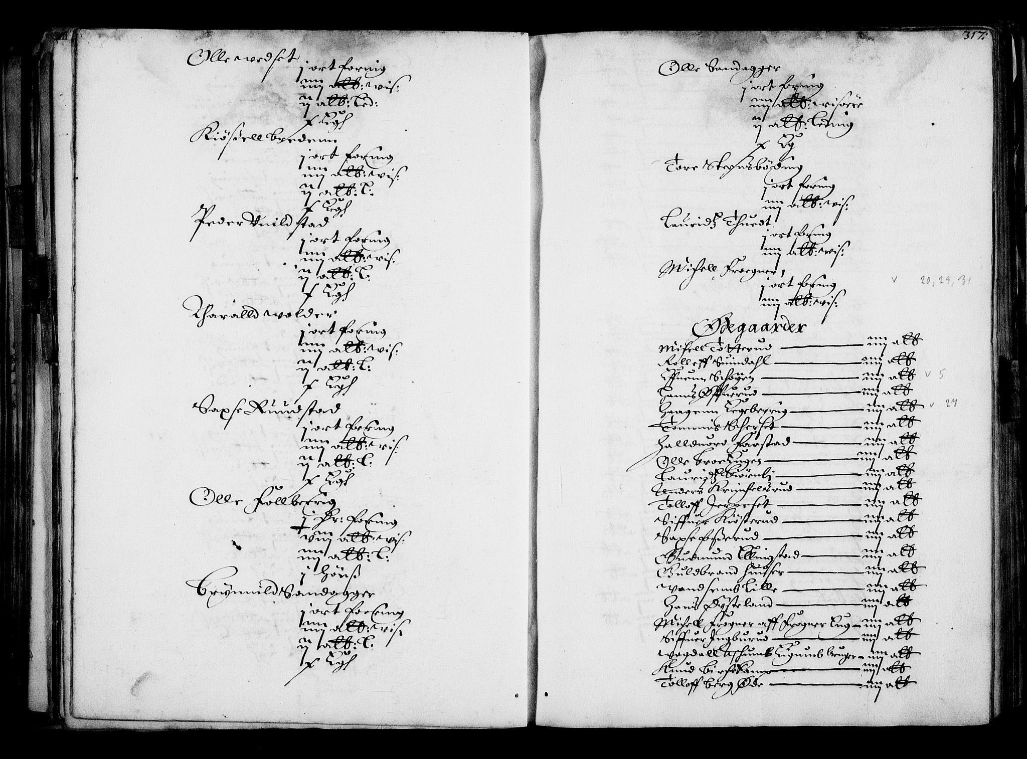 Rentekammeret inntil 1814, Realistisk ordnet avdeling, AV/RA-EA-4070/N/Na/L0001: [XI f]: Akershus stifts jordebok, 1652, p. 316b-317a