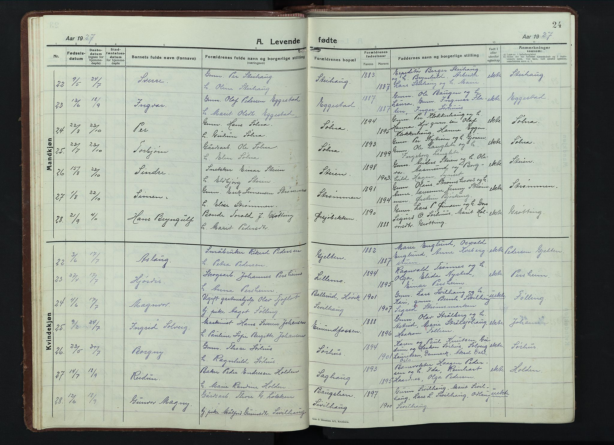 Alvdal prestekontor, AV/SAH-PREST-060/H/Ha/Hab/L0007: Parish register (copy) no. 7, 1924-1945, p. 24