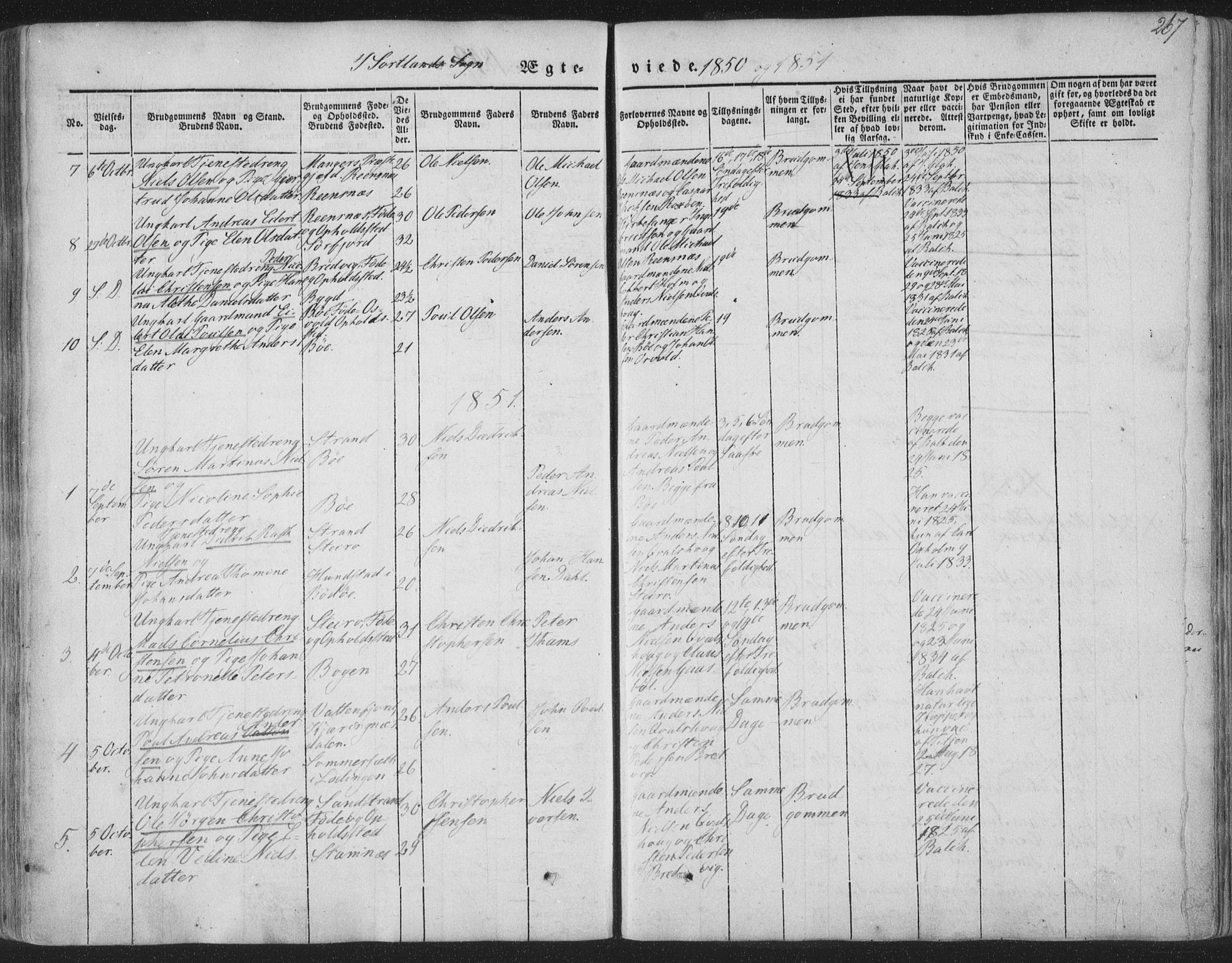 Ministerialprotokoller, klokkerbøker og fødselsregistre - Nordland, SAT/A-1459/888/L1241: Parish register (official) no. 888A07, 1849-1869, p. 267