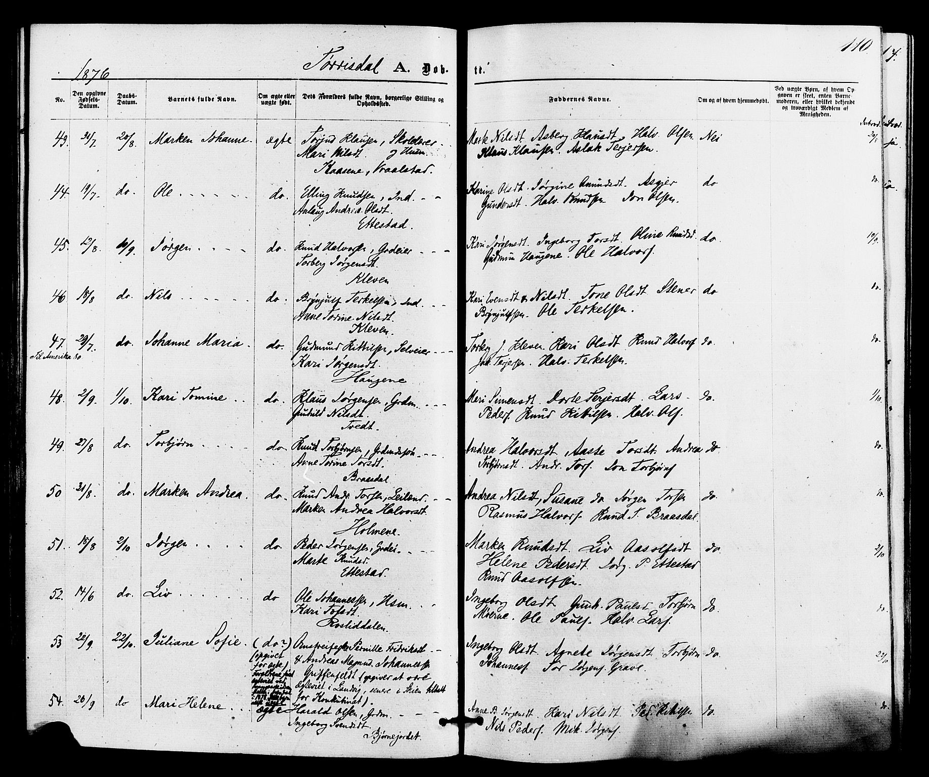Drangedal kirkebøker, SAKO/A-258/F/Fa/L0009: Parish register (official) no. 9 /2, 1872-1884, p. 110