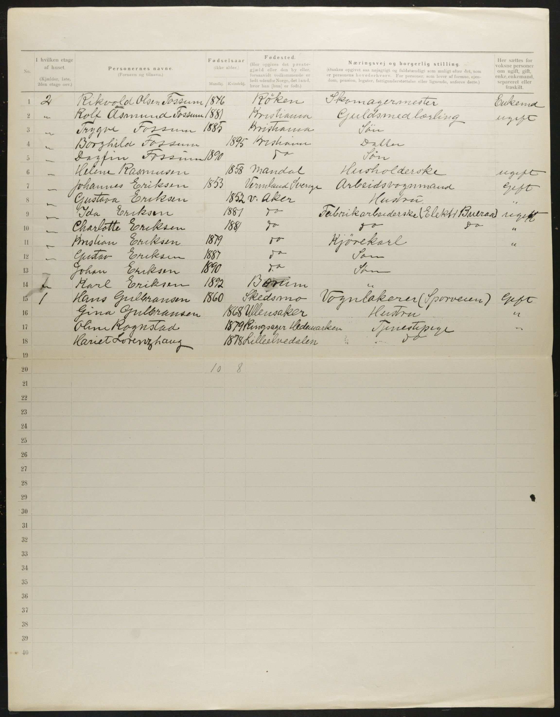 OBA, Municipal Census 1901 for Kristiania, 1901, p. 366