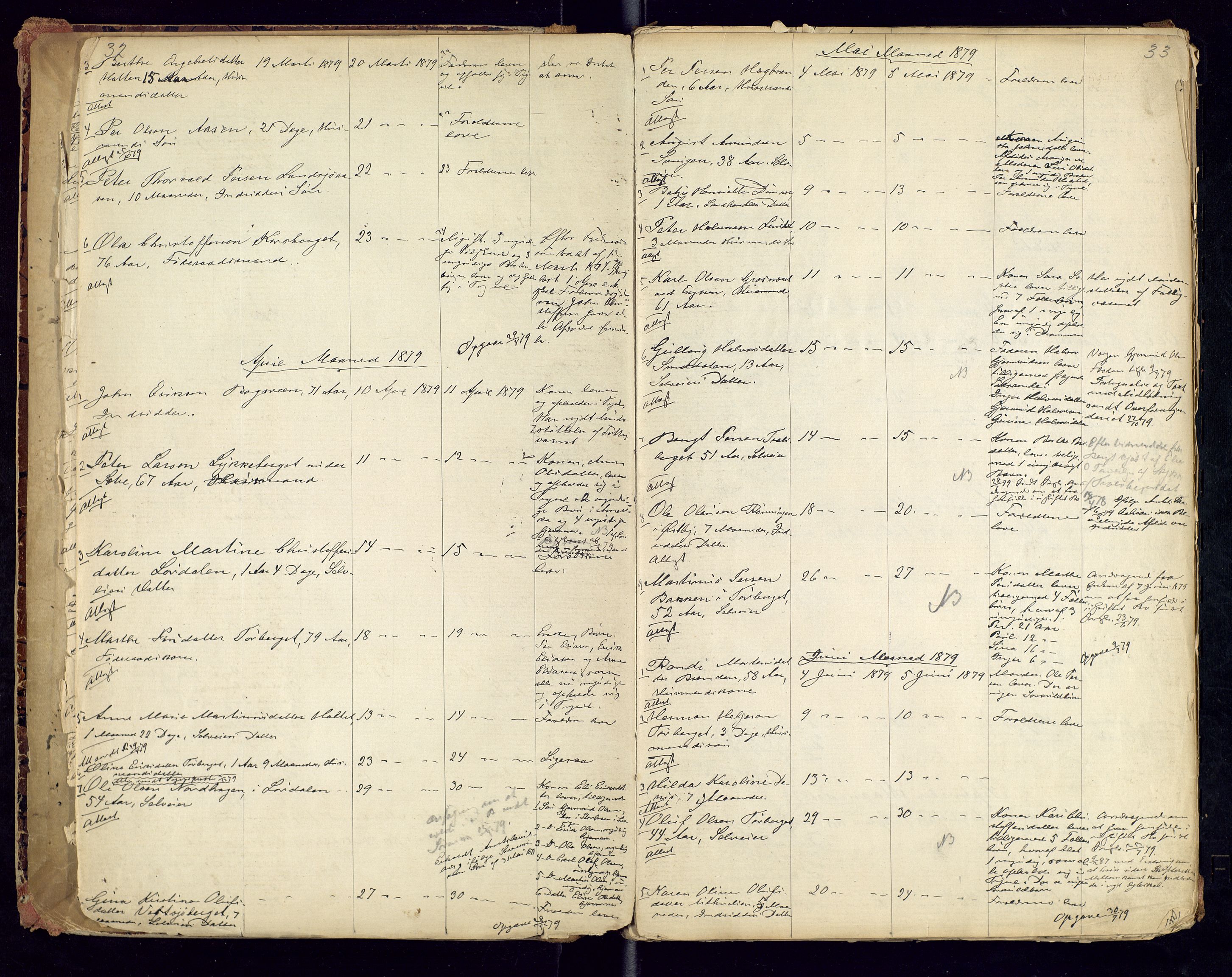 Trysil lensmannskontor, AV/SAH-LHT-026/H/Ha/L0001: Dødsfallsprotokoll, 1875-1901, p. 32-33