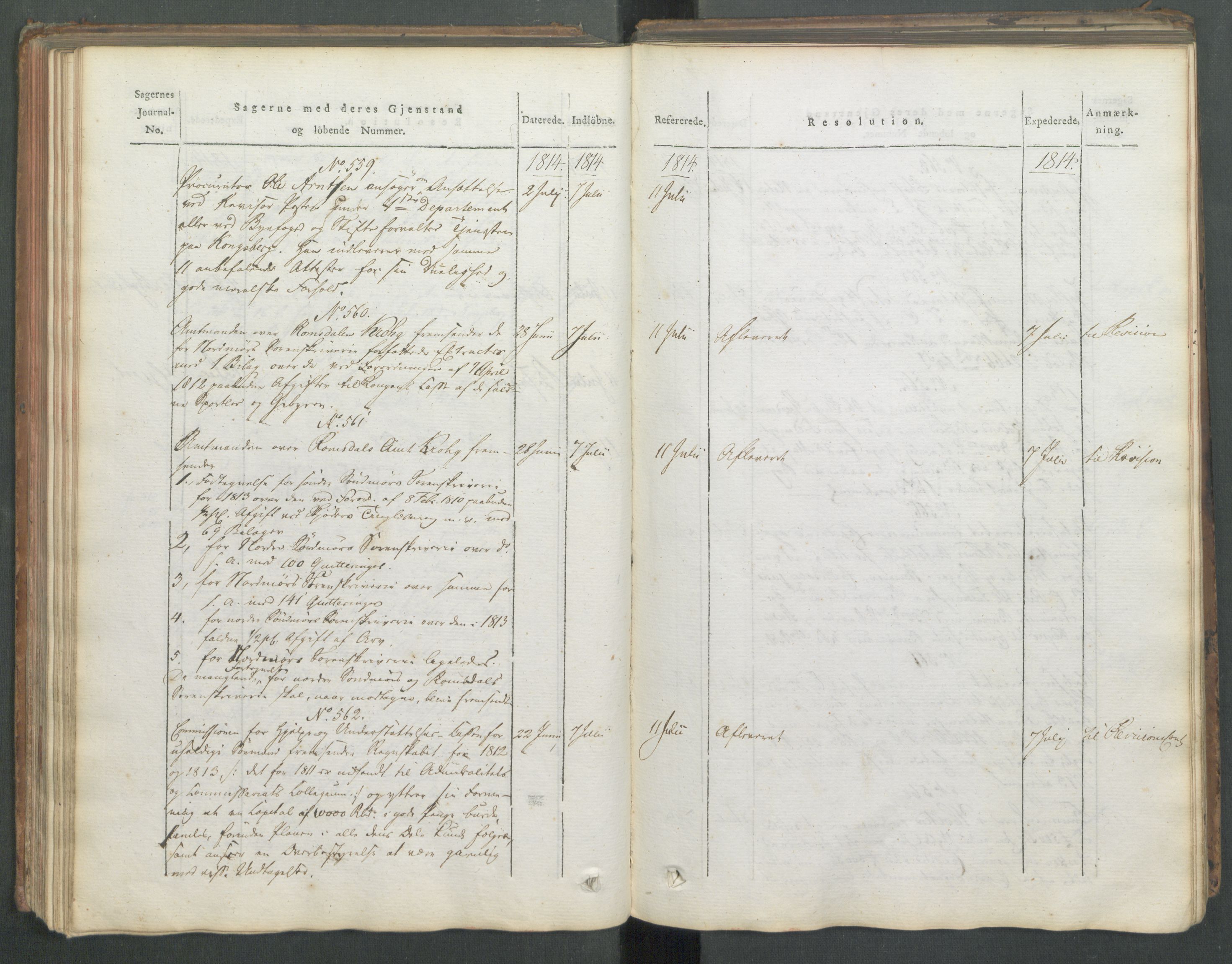 Departementene i 1814, AV/RA-S-3899/Fa/L0008: 1. byrå - Journal B, 1814, p. 120