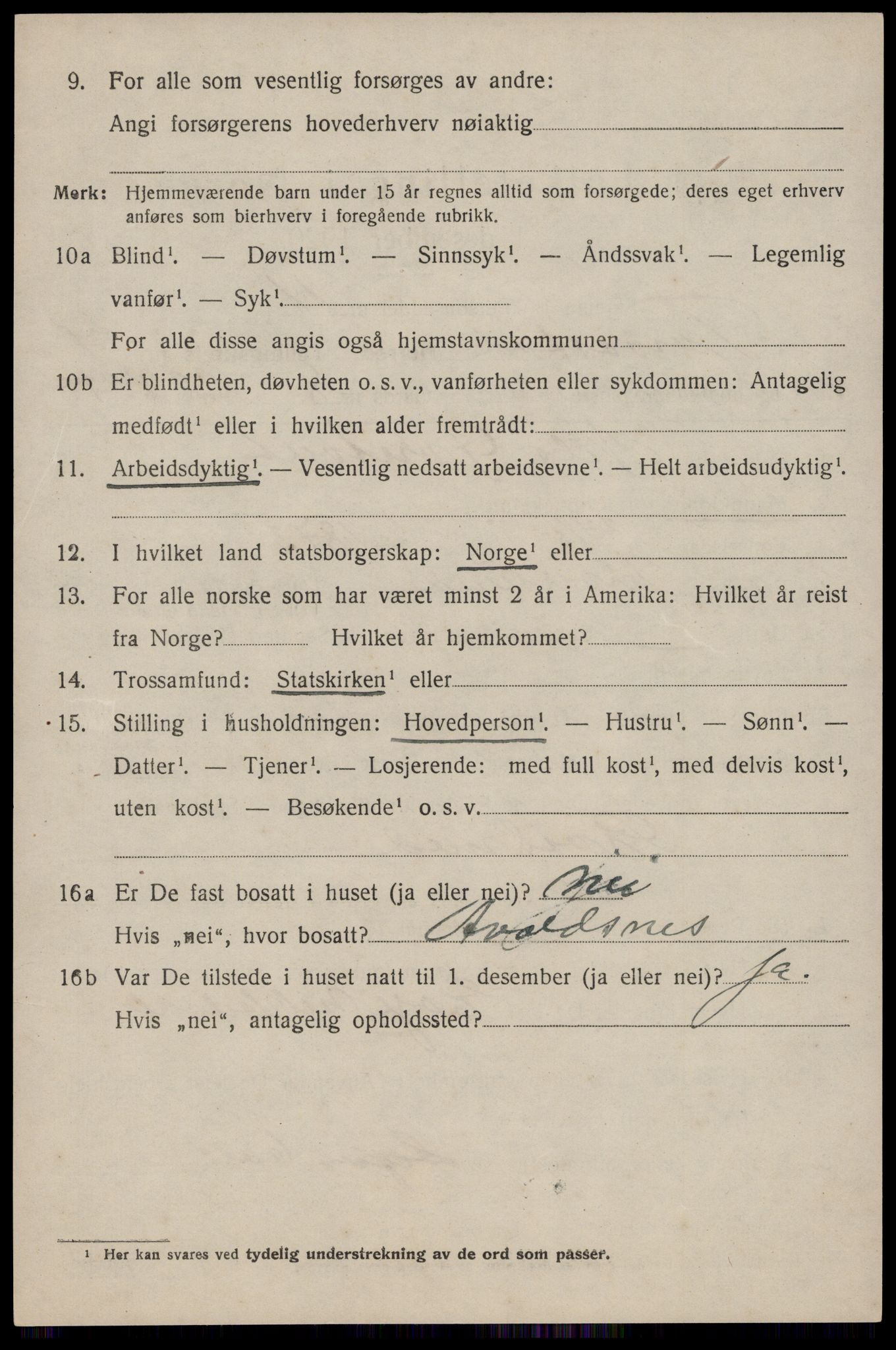 SAST, 1920 census for Torvastad, 1920, p. 5613