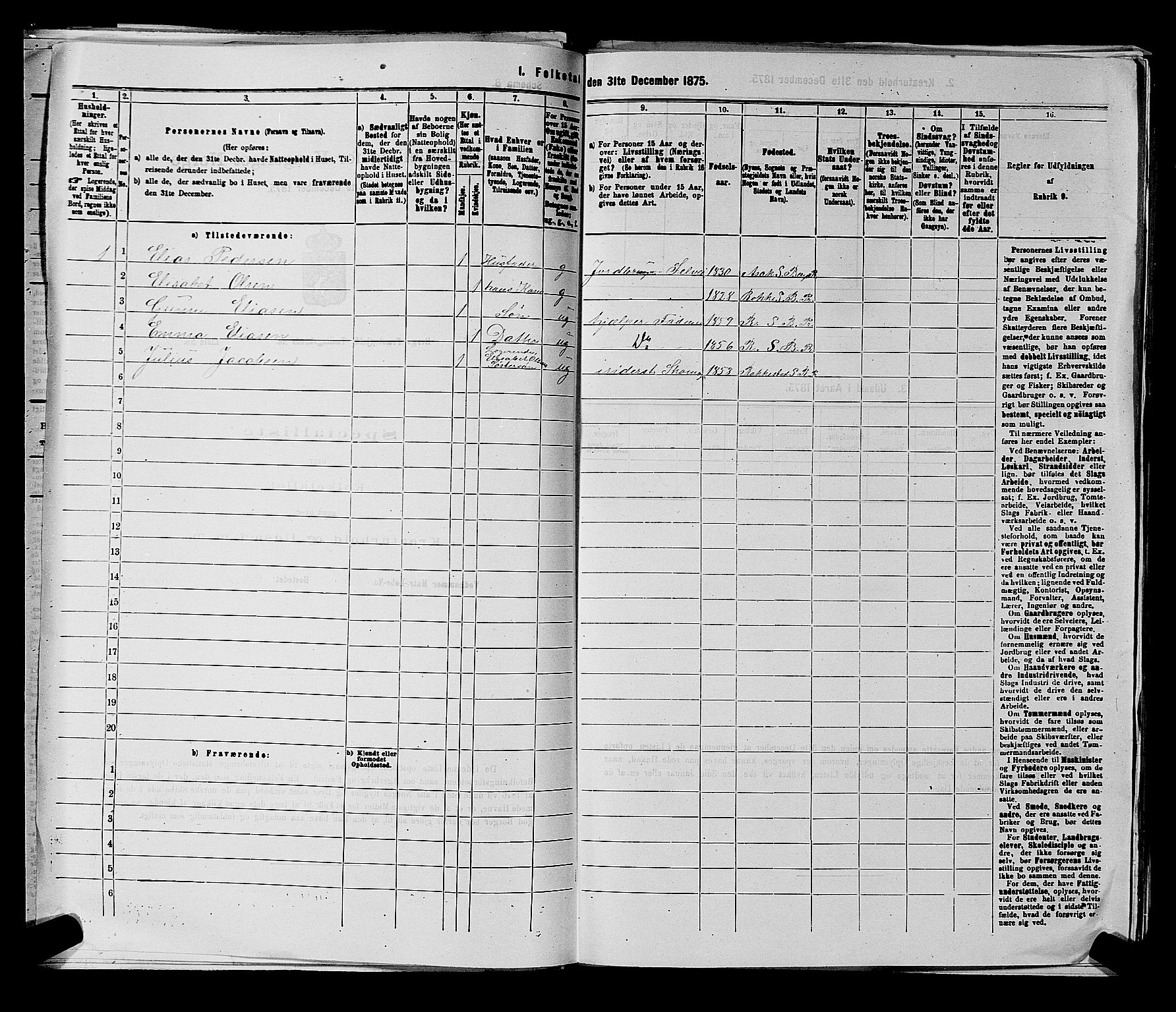 RA, 1875 census for 0116P Berg, 1875, p. 1136