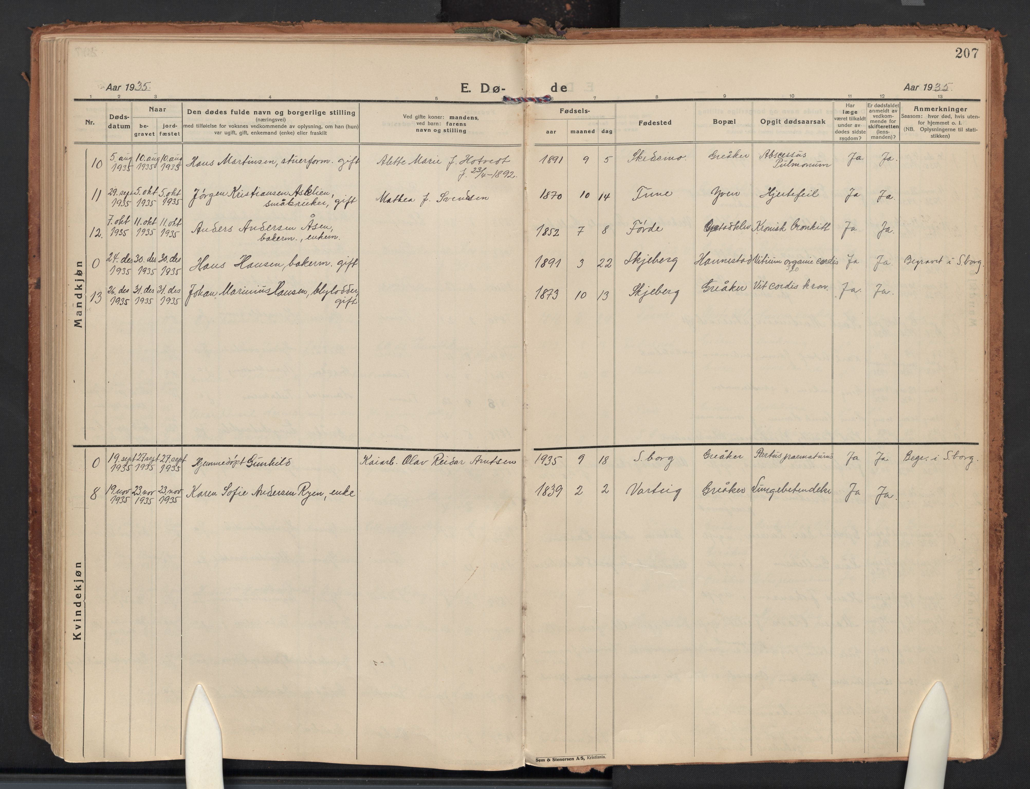 Tune prestekontor Kirkebøker, AV/SAO-A-2007/F/Fb/L0002: Curate's parish register no. 2, 1923-1940, p. 207