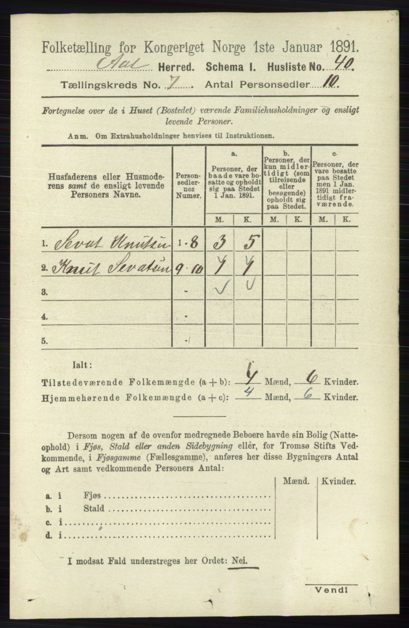 RA, 1891 census for 0619 Ål, 1891, p. 1821