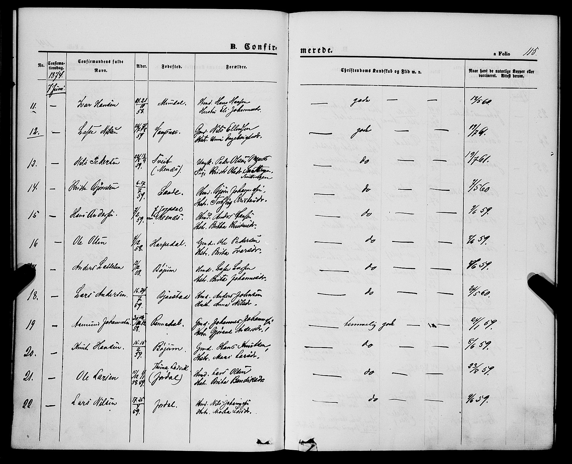 Balestrand sokneprestembete, AV/SAB-A-79601/H/Haa/Haaa/L0003: Parish register (official) no. A 3, 1867-1878, p. 115