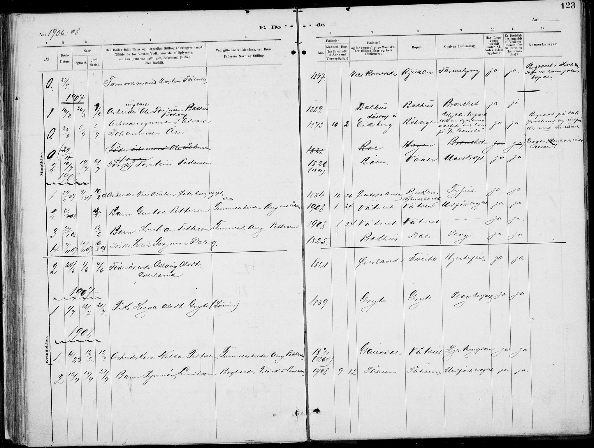 Rjukan kirkebøker, SAKO/A-294/F/Fa/L0001: Parish register (official) no. 1, 1878-1912, p. 123