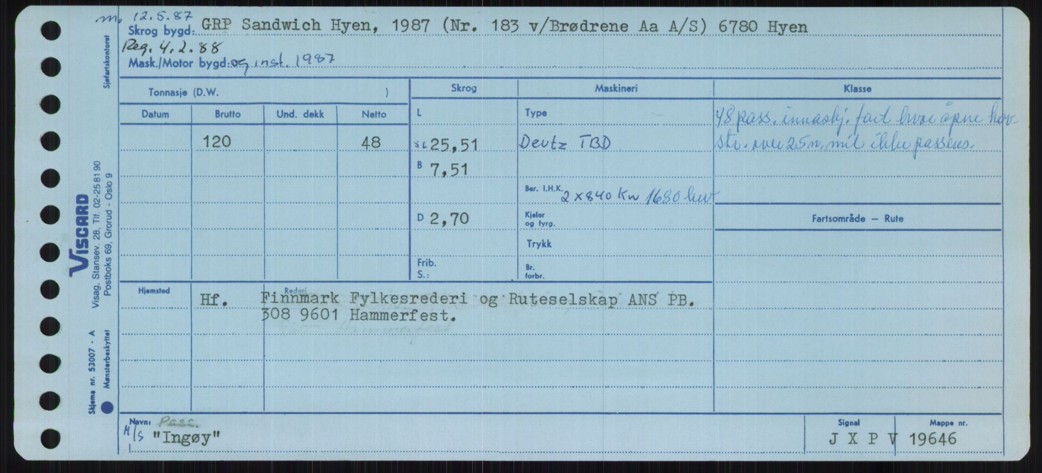 Sjøfartsdirektoratet med forløpere, Skipsmålingen, RA/S-1627/H/Ha/L0003/0001: Fartøy, Hilm-Mar / Fartøy, Hilm-Kol, p. 351