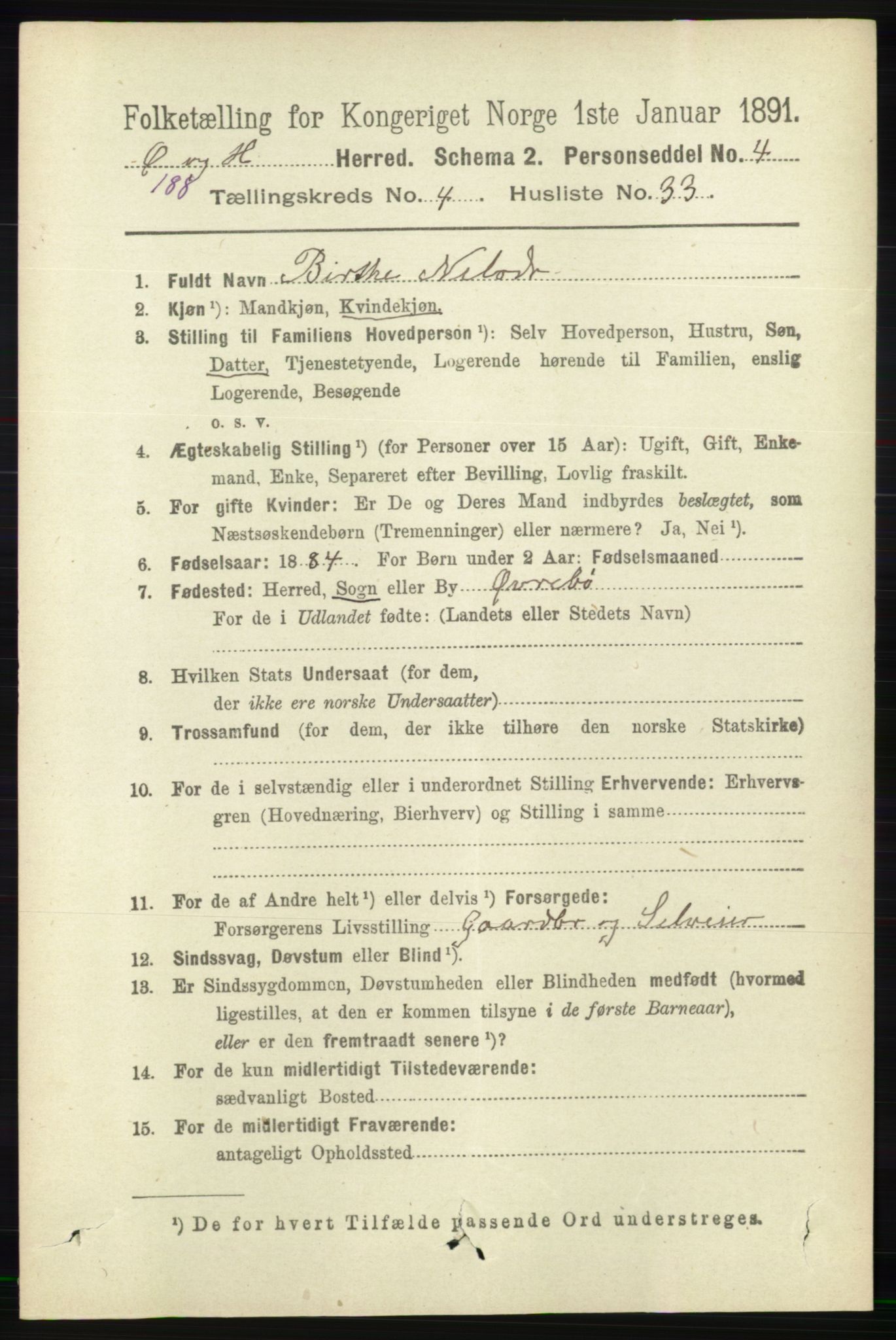 RA, 1891 census for 1016 Øvrebø og Hægeland, 1891, p. 898