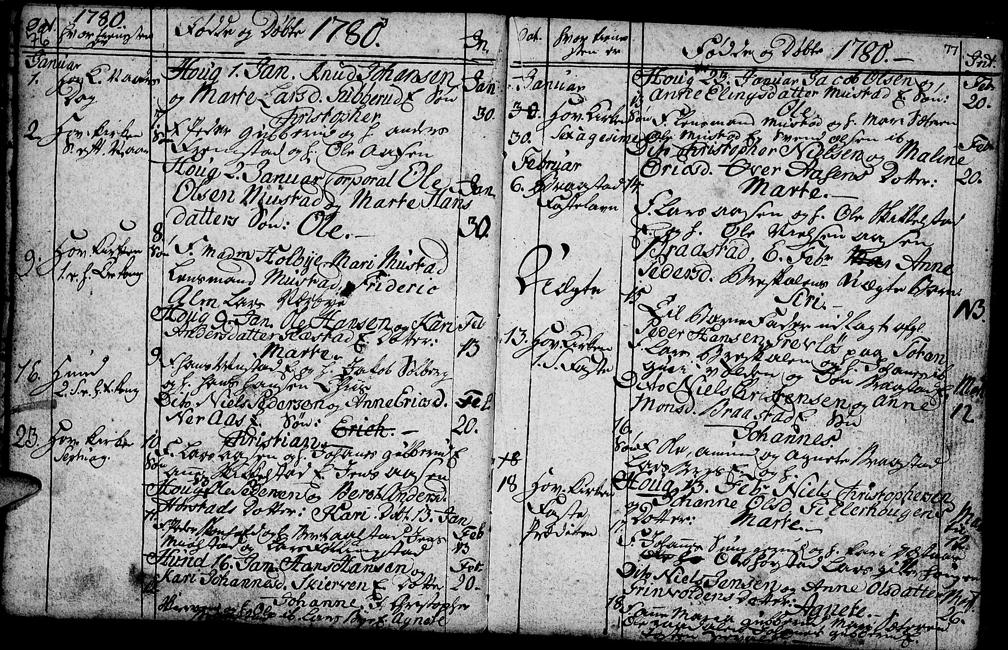 Vardal prestekontor, SAH/PREST-100/H/Ha/Hab/L0001: Parish register (copy) no. 1, 1771-1790, p. 76-77