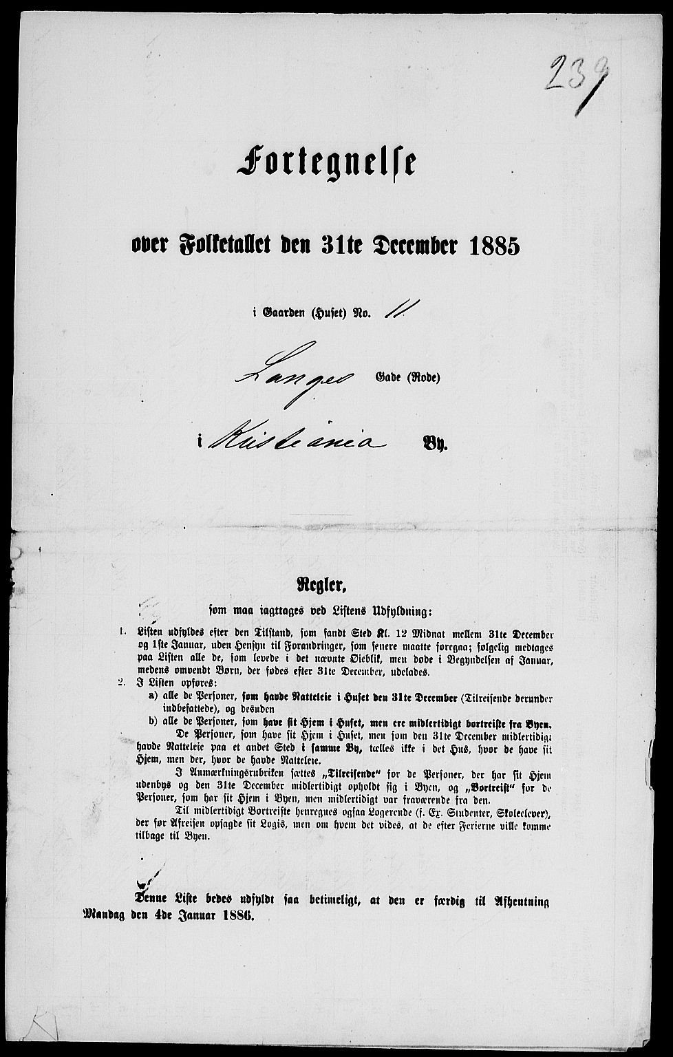 RA, 1885 census for 0301 Kristiania, 1885, p. 6152