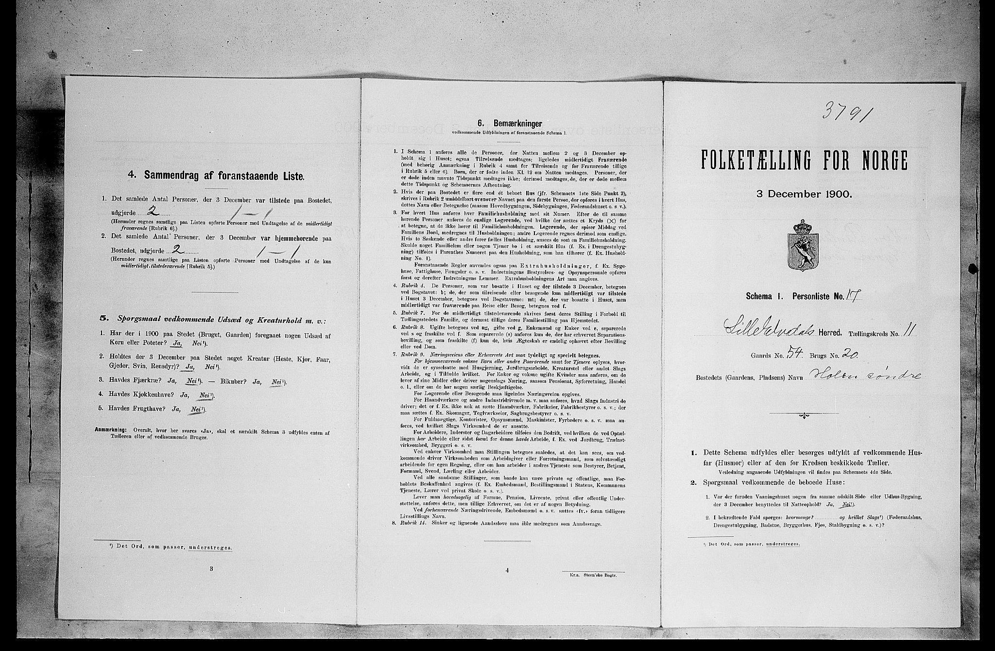 SAH, 1900 census for Lille Elvedalen, 1900, p. 818