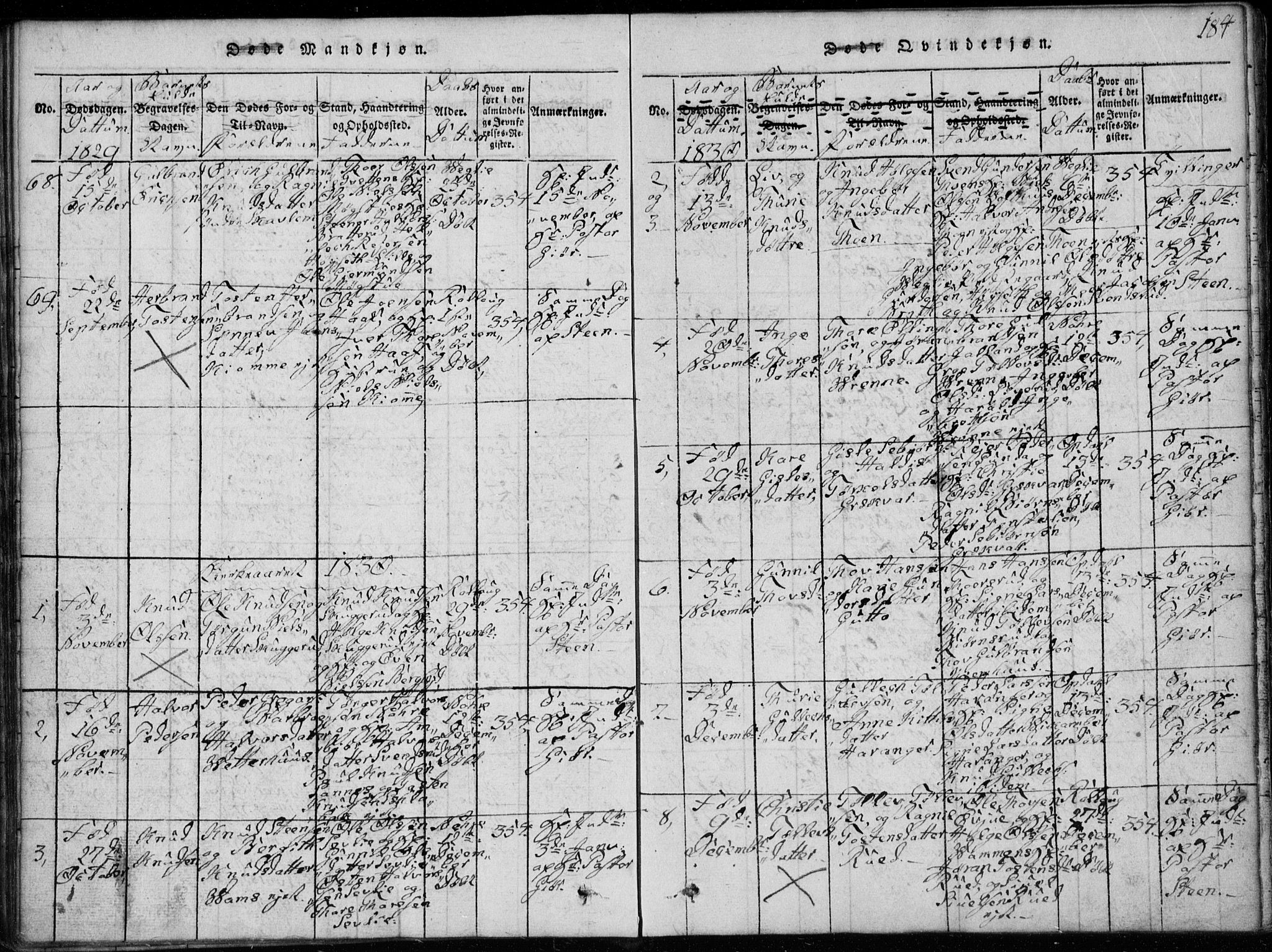 Rollag kirkebøker, SAKO/A-240/G/Ga/L0001: Parish register (copy) no. I 1, 1814-1831, p. 184
