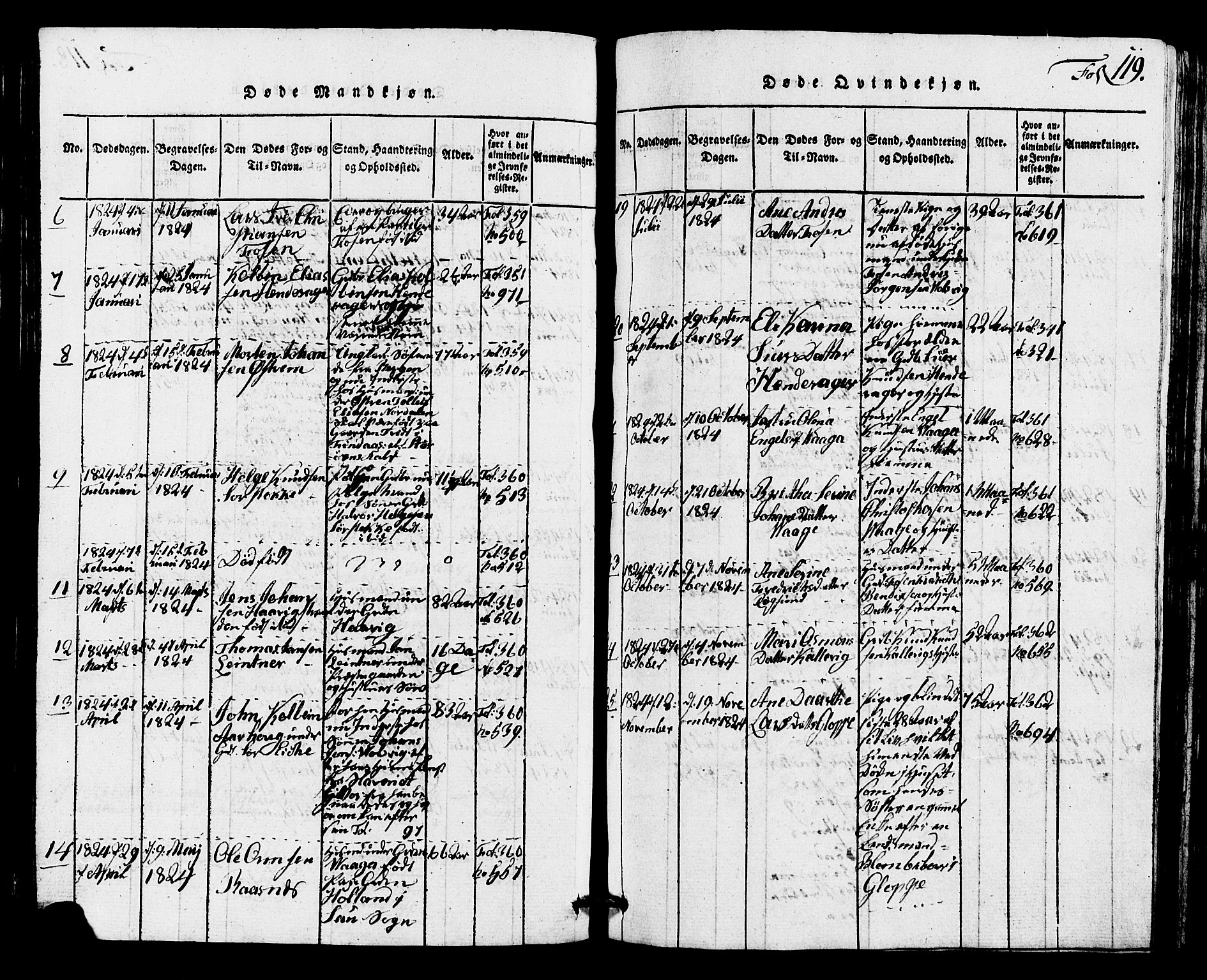 Avaldsnes sokneprestkontor, AV/SAST-A -101851/H/Ha/Hab/L0001: Parish register (copy) no. B 1, 1816-1825, p. 119