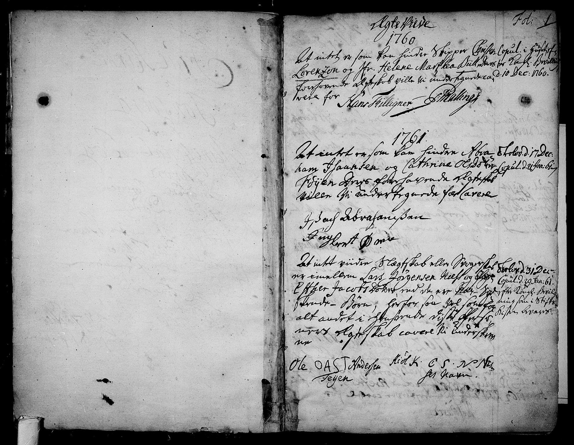 Tønsberg kirkebøker, AV/SAKO-A-330/F/Fa/L0002: Parish register (official) no. I 2, 1760-1796, p. 1