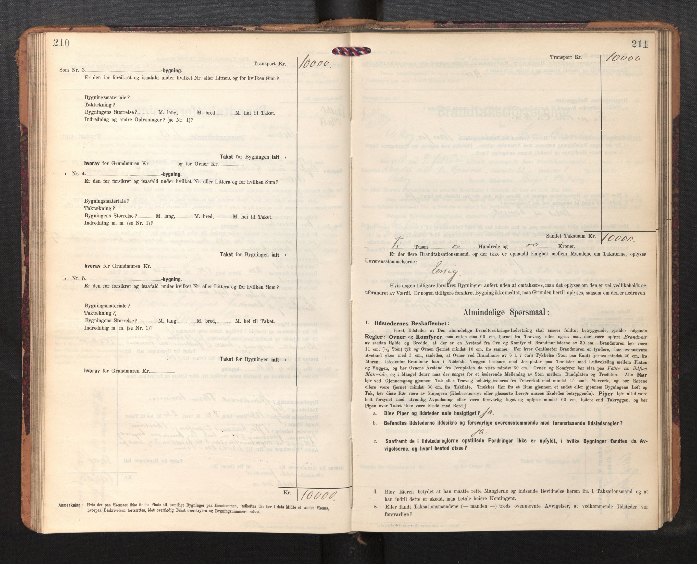 Lensmannen i Askøy, AV/SAB-A-31001/0012/L0007: Branntakstprotokoll, skjematakst, 1910-1919, p. 210-211