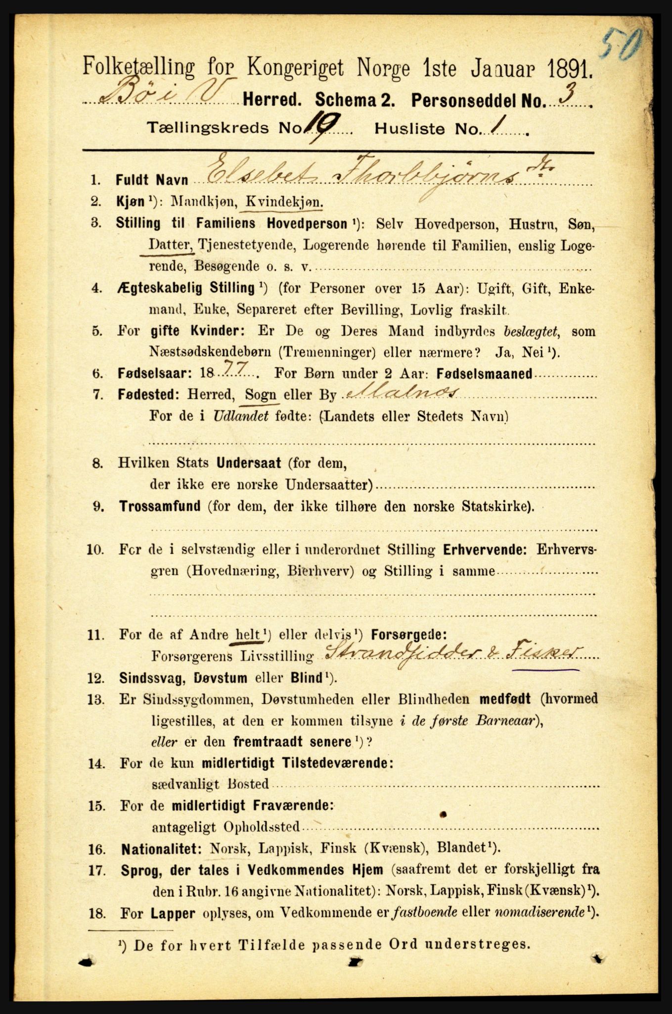 RA, 1891 census for 1867 Bø, 1891, p. 4016