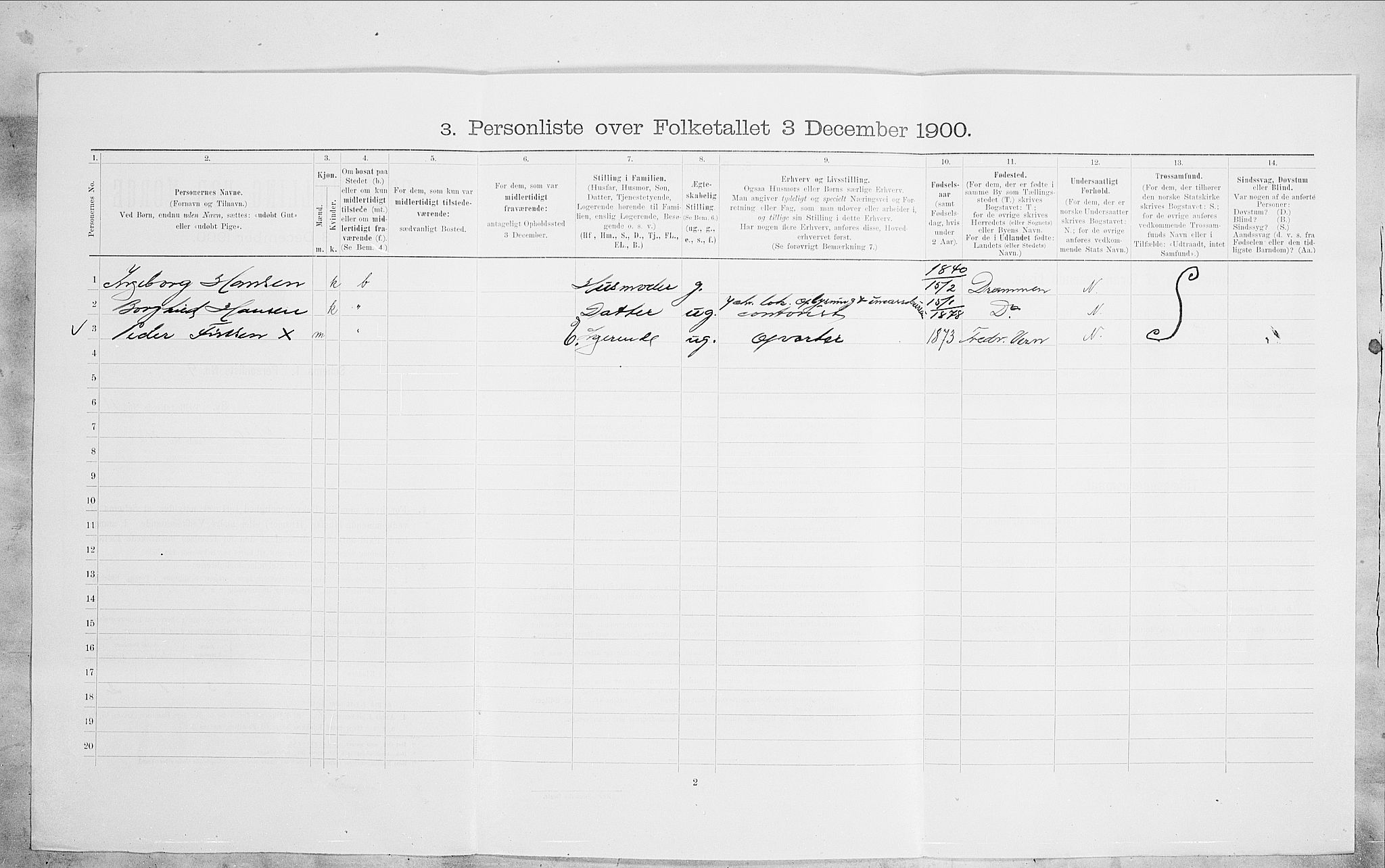 SAO, 1900 census for Kristiania, 1900, p. 92598