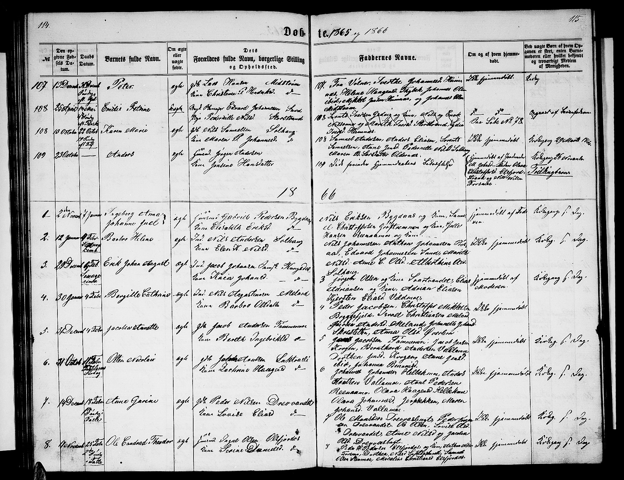 Ministerialprotokoller, klokkerbøker og fødselsregistre - Nordland, AV/SAT-A-1459/825/L0365: Parish register (copy) no. 825C02, 1858-1873, p. 114-115