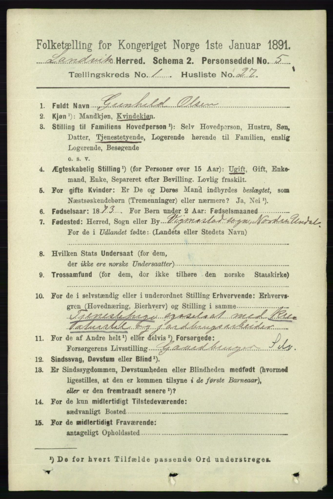 RA, 1891 census for 0924 Landvik, 1891, p. 240