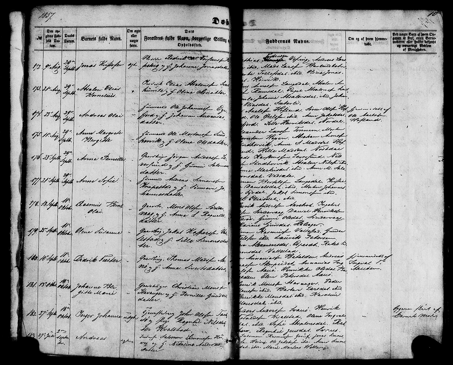 Kinn sokneprestembete, AV/SAB-A-80801/H/Haa/Haaa/L0006: Parish register (official) no. A 6, 1857-1885, p. 10