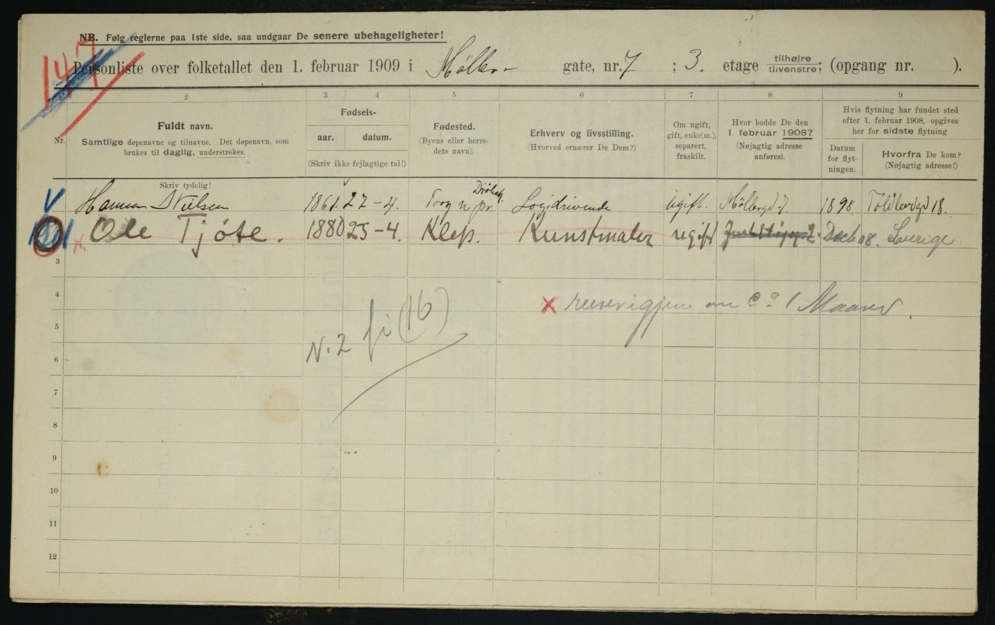 OBA, Municipal Census 1909 for Kristiania, 1909, p. 61956