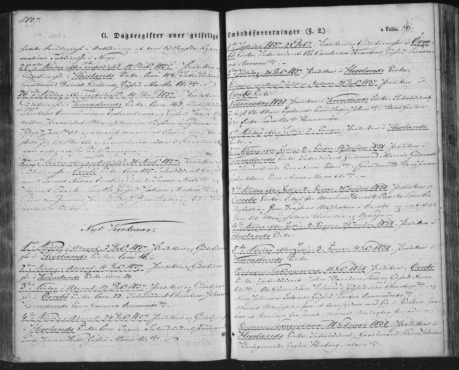 Vennesla sokneprestkontor, SAK/1111-0045/Fa/Fac/L0004: Parish register (official) no. A 4, 1834-1855, p. 585
