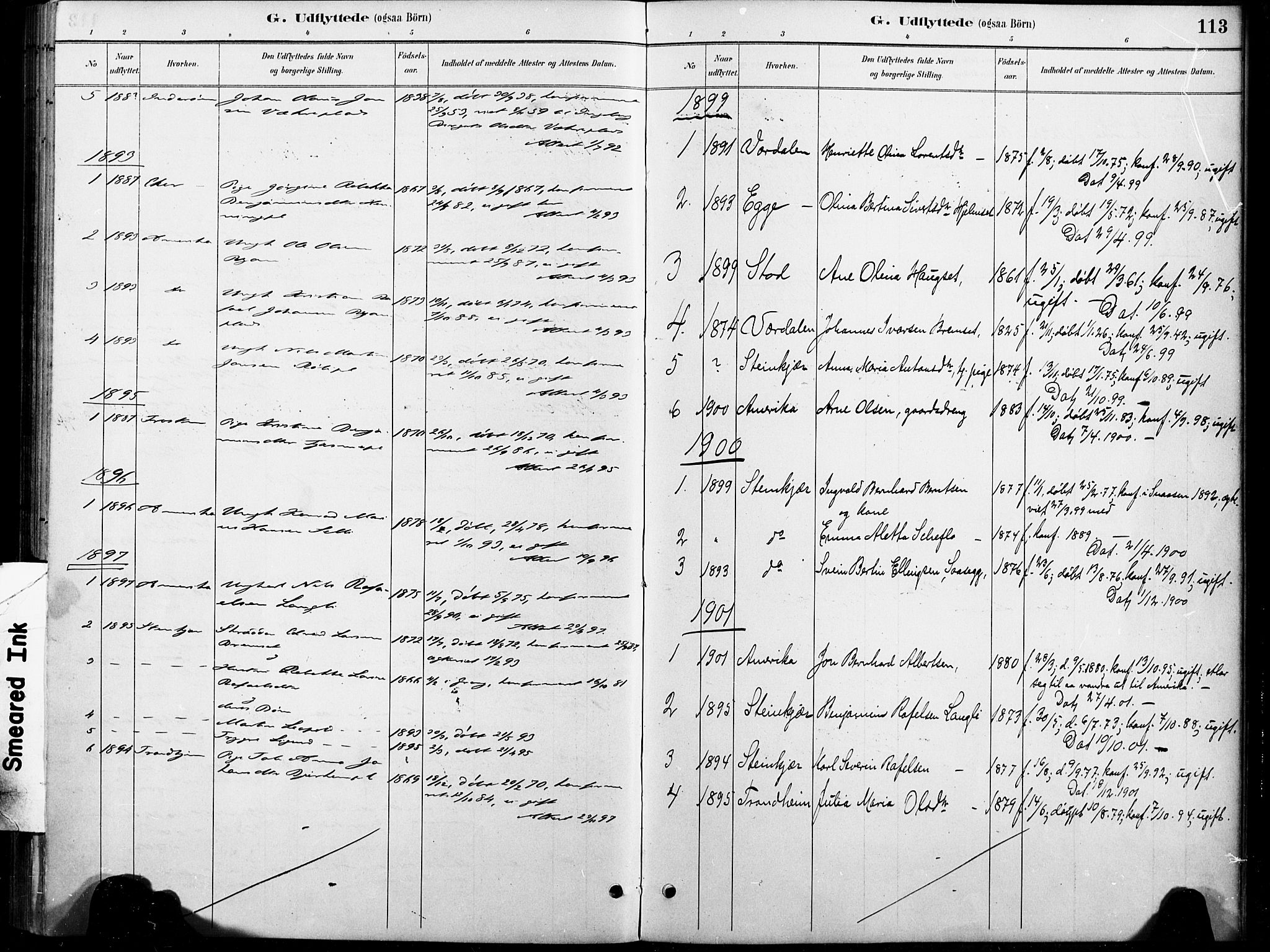 Ministerialprotokoller, klokkerbøker og fødselsregistre - Nord-Trøndelag, SAT/A-1458/738/L0364: Parish register (official) no. 738A01, 1884-1902, p. 113