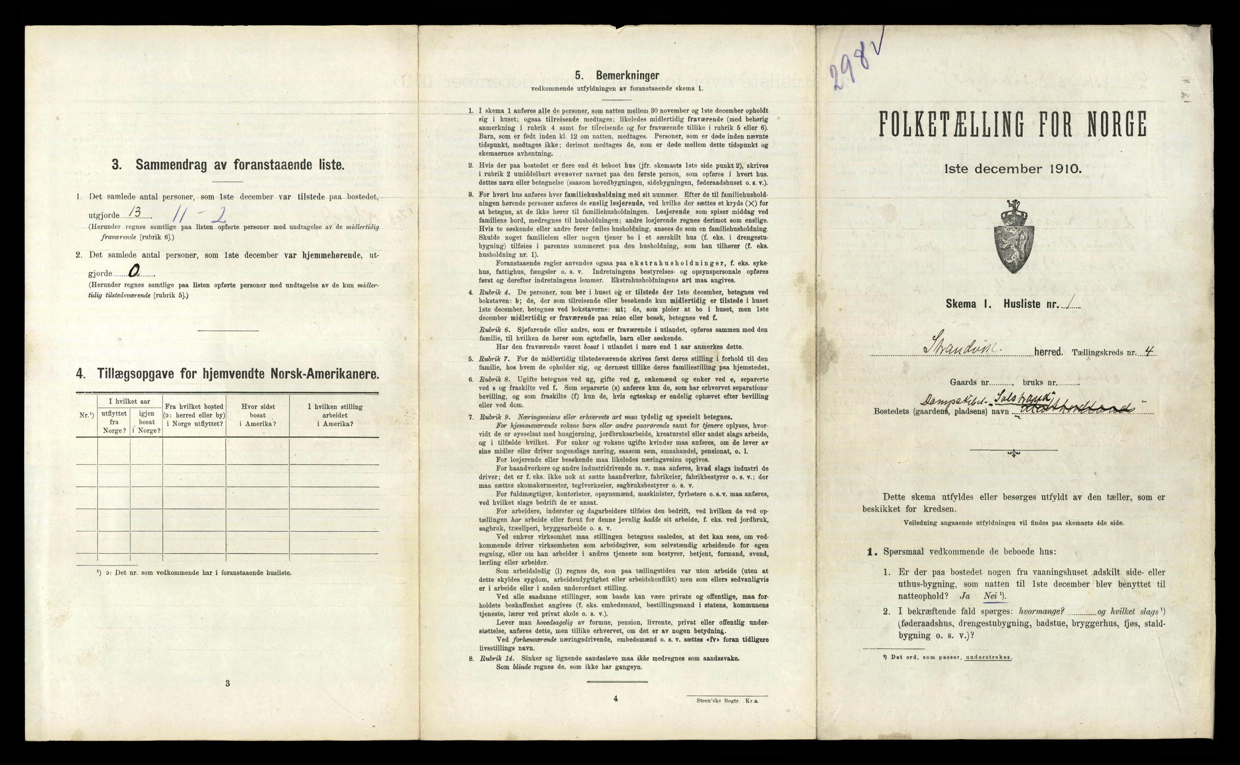 RA, 1910 census for Strandvik, 1910, p. 271